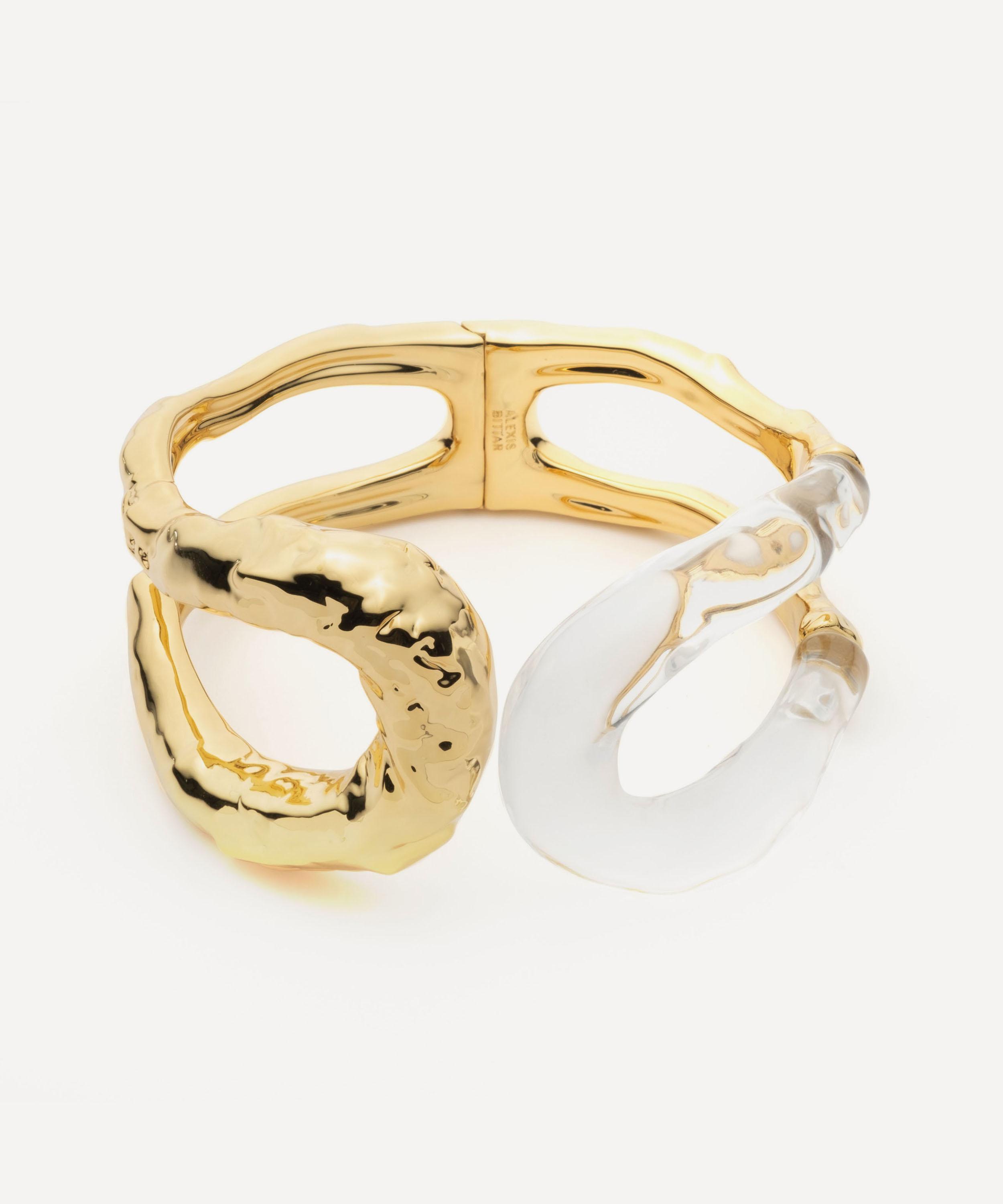 ALEXIS BITTAR ALEXIS BITTAR 14CT GOLD-PLATED DREAM RAIN LARGE LINK CUFF BRACELET 