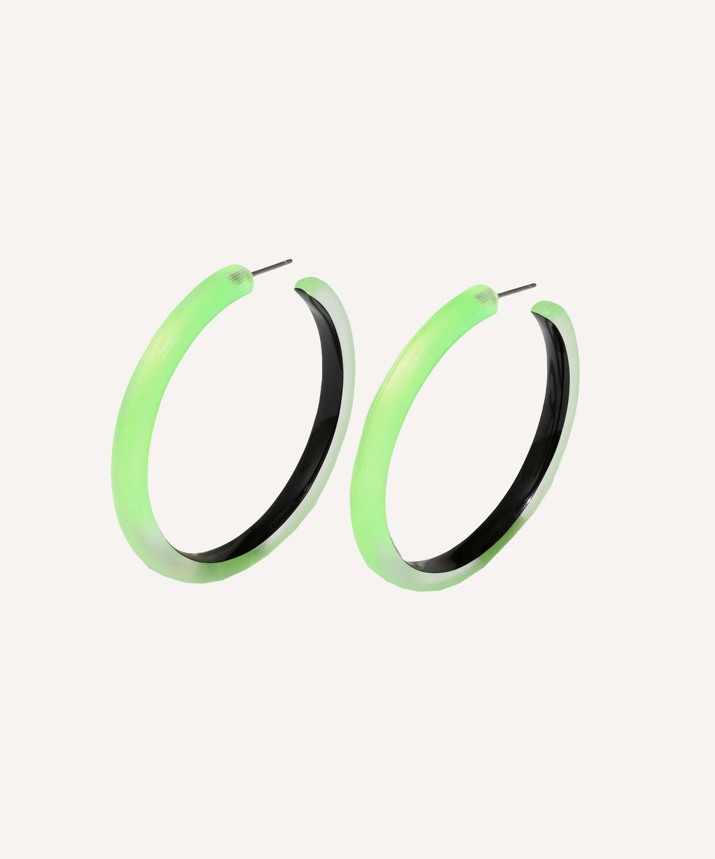 ALEXIS BITTAR ALEXIS BITTAR 14CT GOLD-PLATED SKINNY LUCITE HOOP EARRINGS 