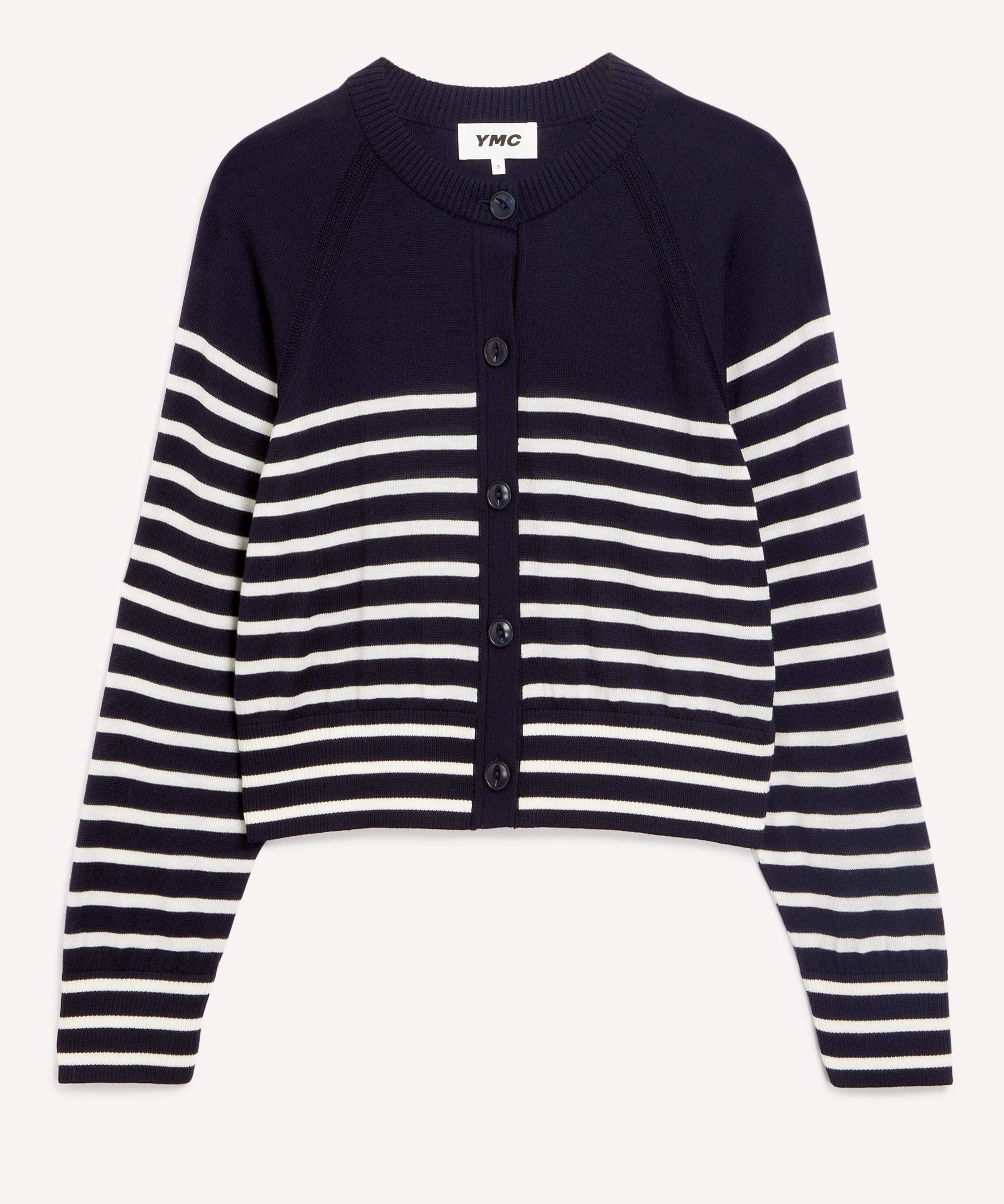 YMC Women's Foxtail Stripe Cardigan Navy Small