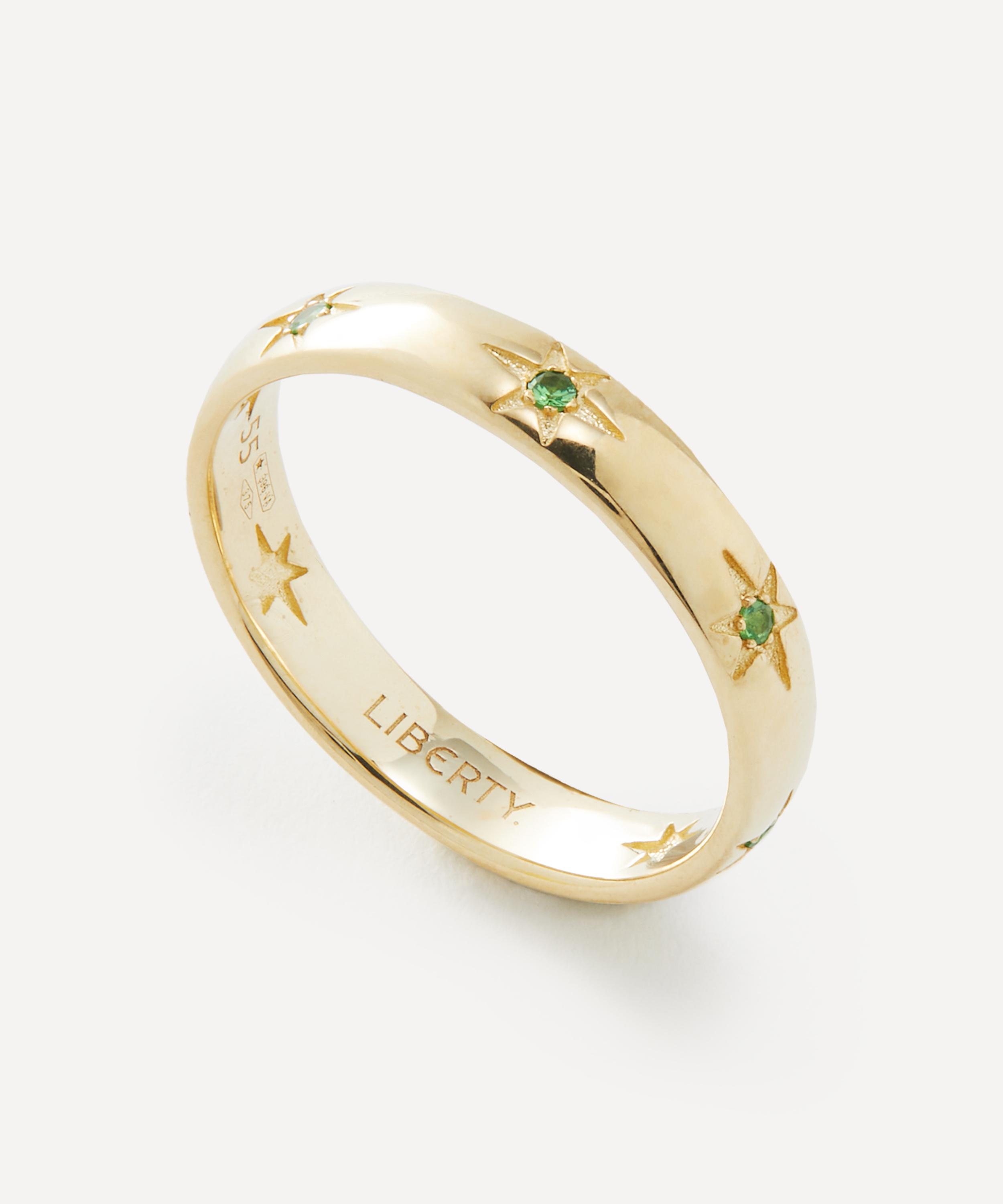 Liberty 9ct Gold Ianthe Star Tsavorite Band Ring
