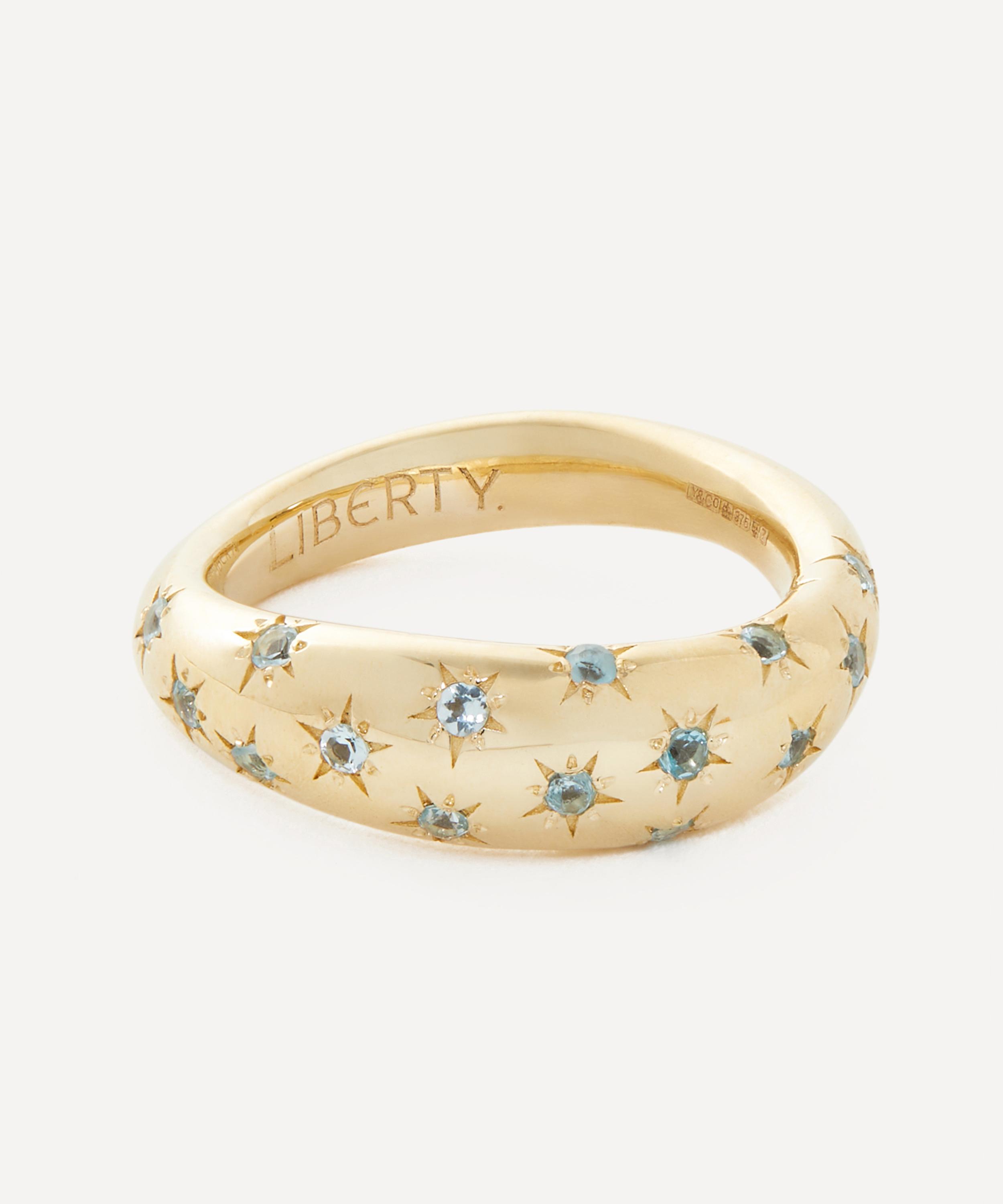Liberty 9ct Gold Ianthe Star Blue Swiss Topaz Ring