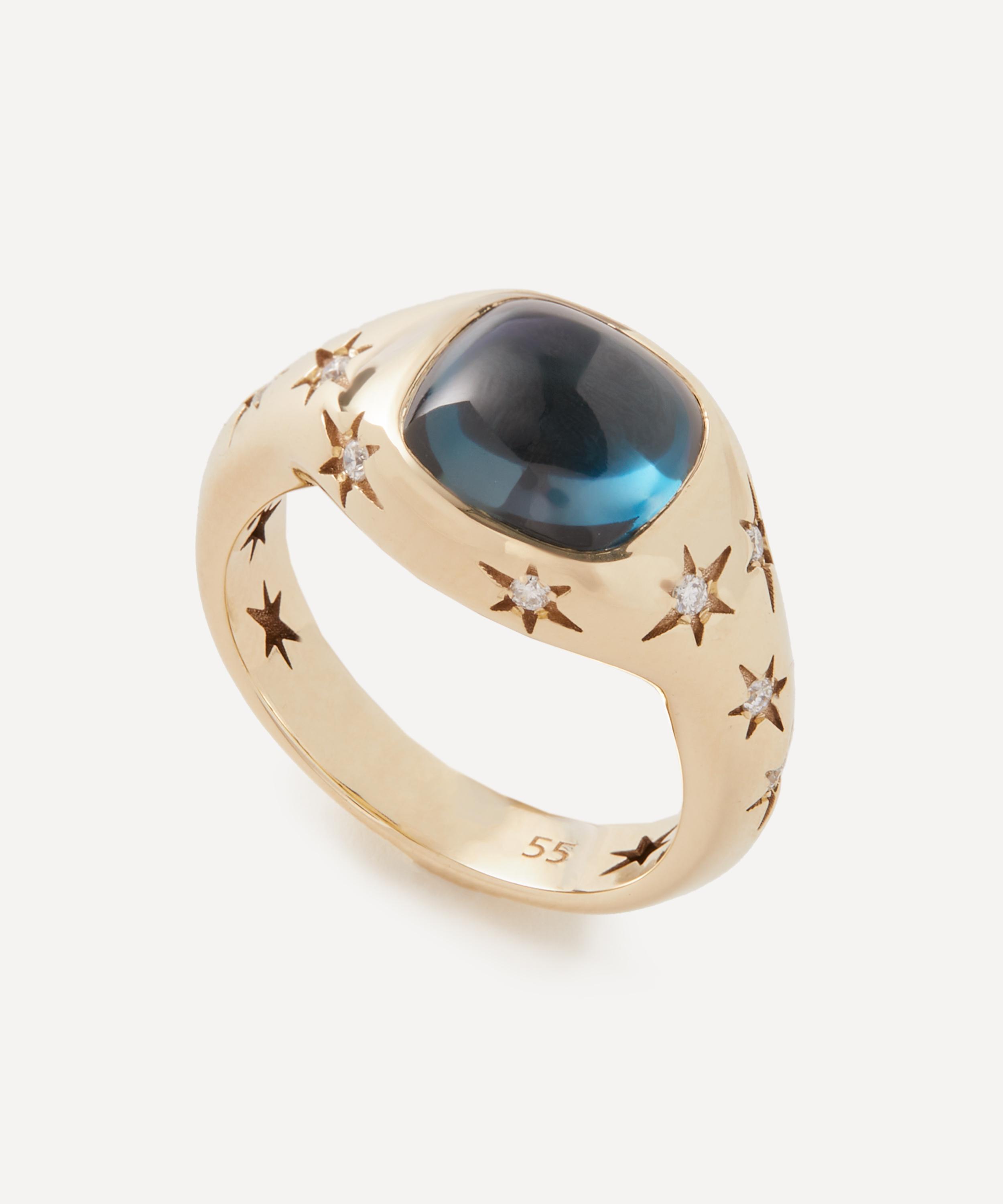 Liberty 9ct Gold Ianthe Star Blue Topaz Cocktail Ring