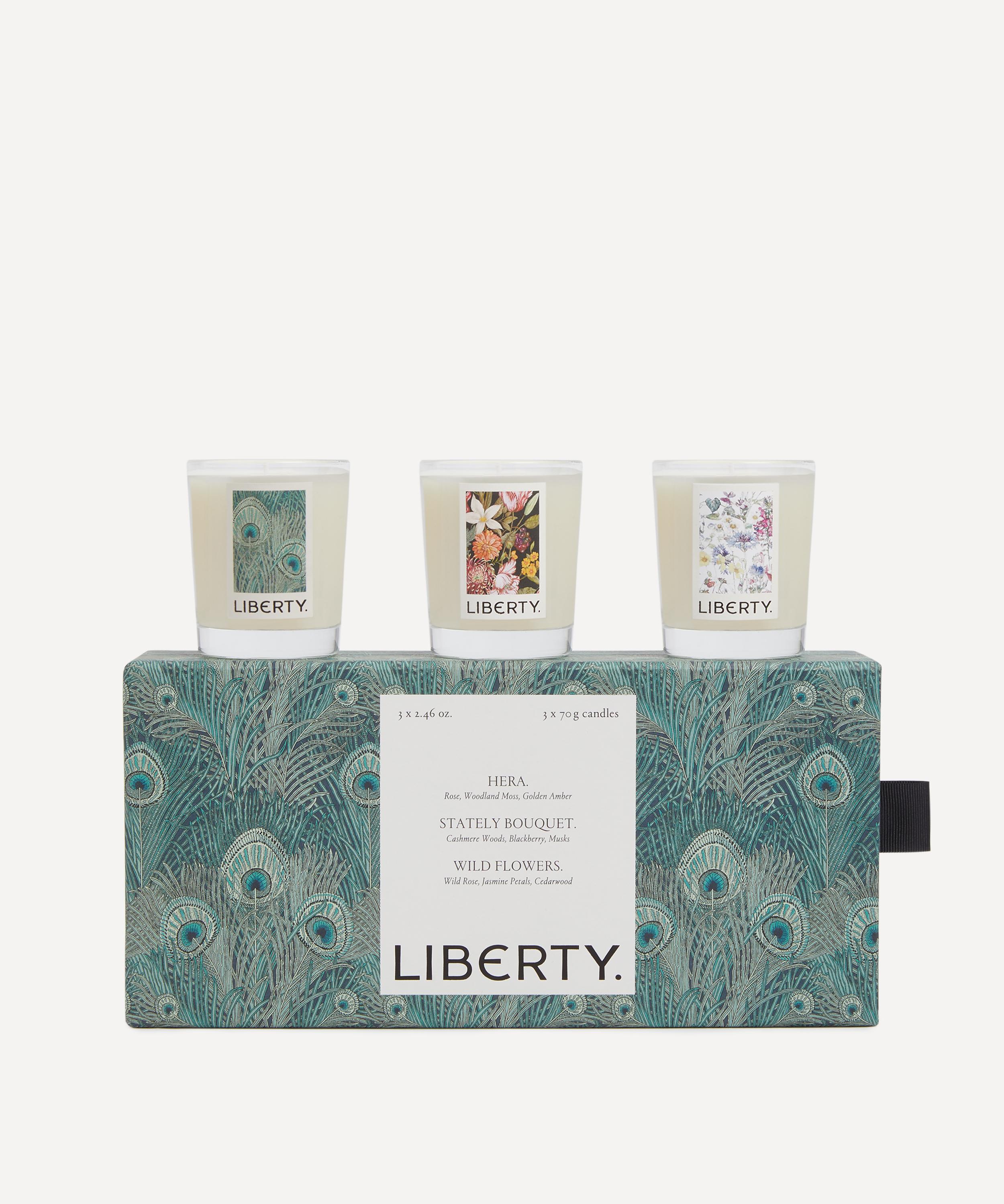 LIBERTY LIBERTY LONDON TRIO CANDLE GLASS JAR SET / BUNDLE 