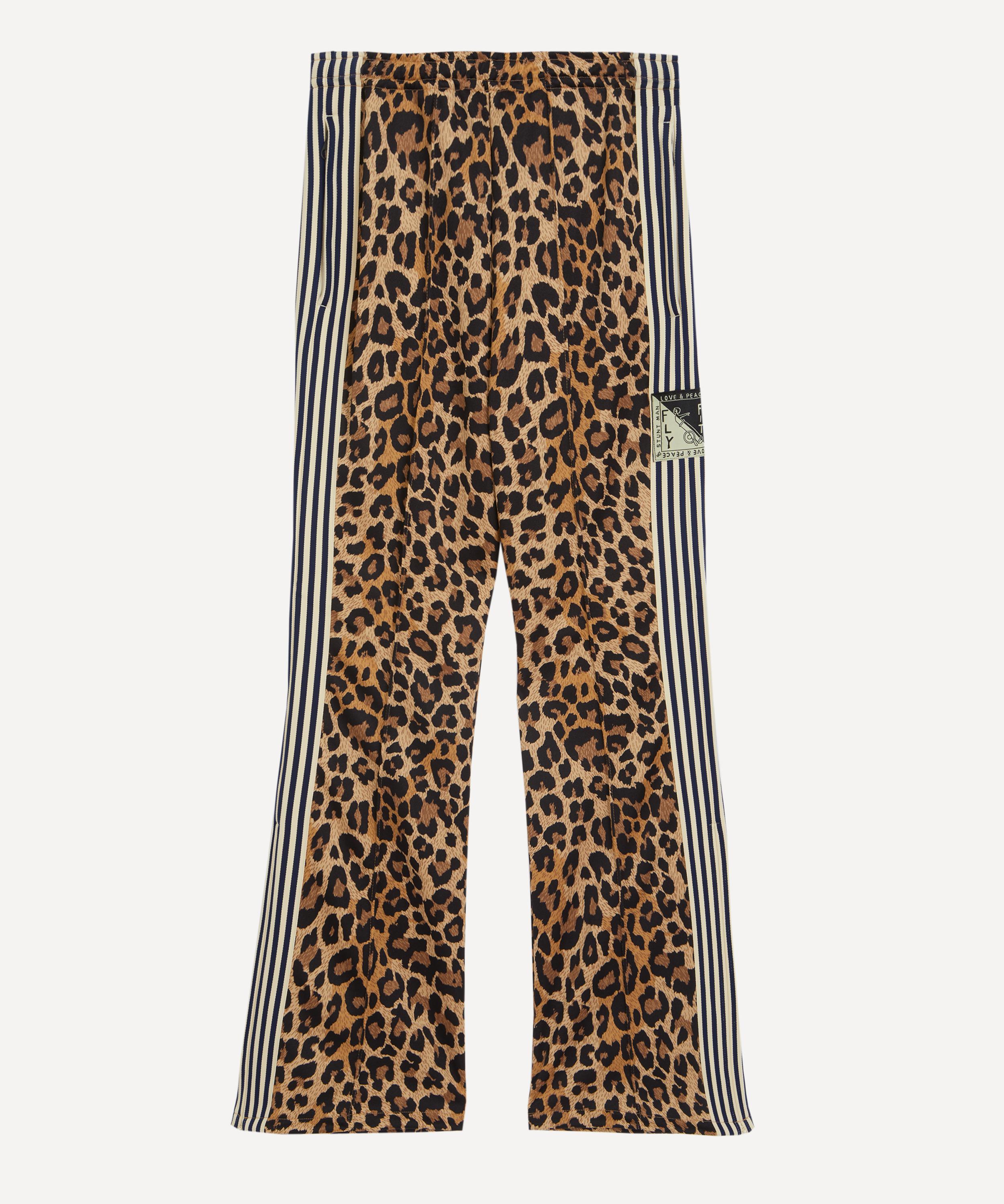 Kapital Mens Smooth Jersey Leopard Stuntman & Woman Track Trousers