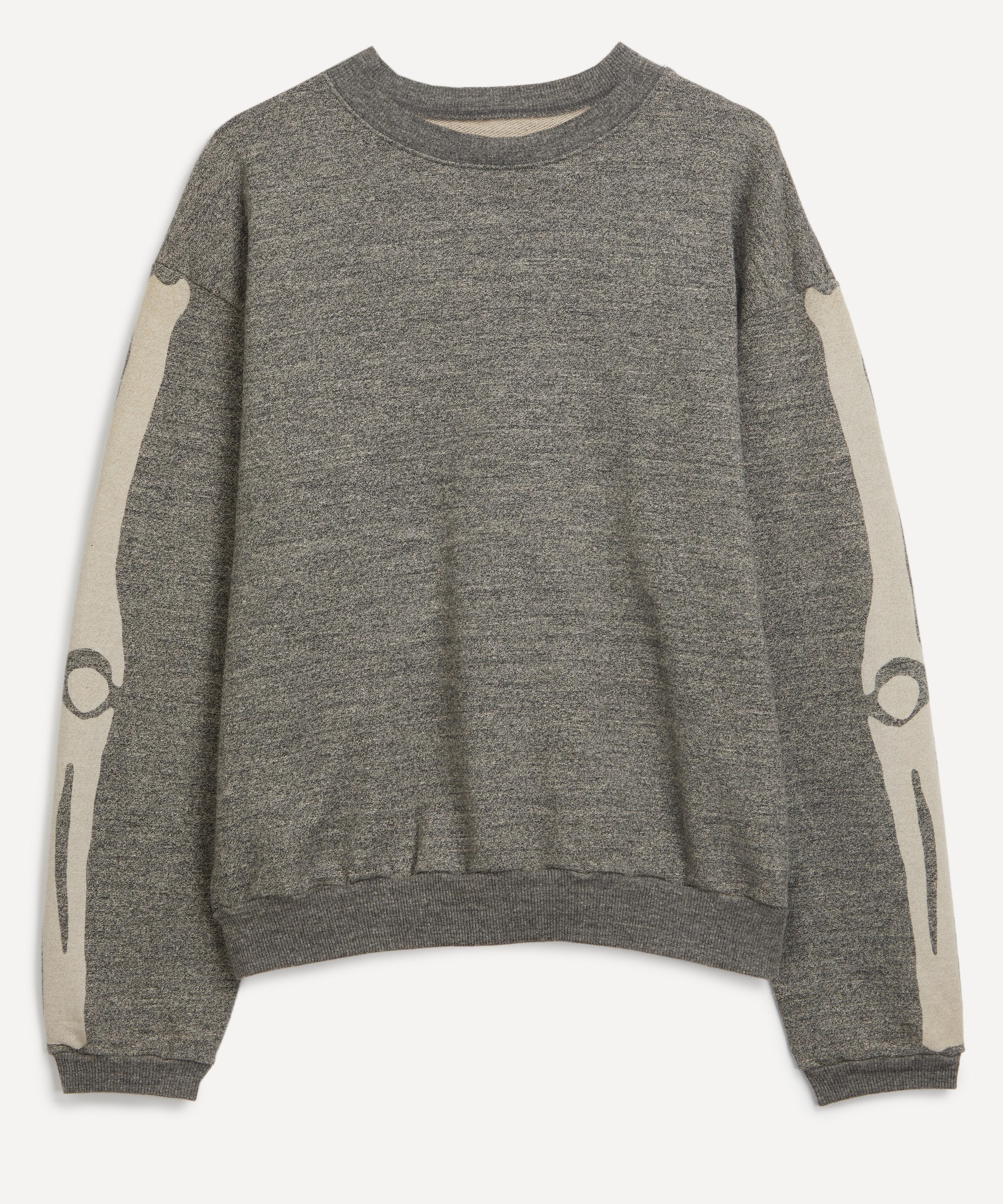 KAPITAL KAPITAL MENS OVERSIZED GRANDRELLE FLEECE KNIT BONE SWEATER 