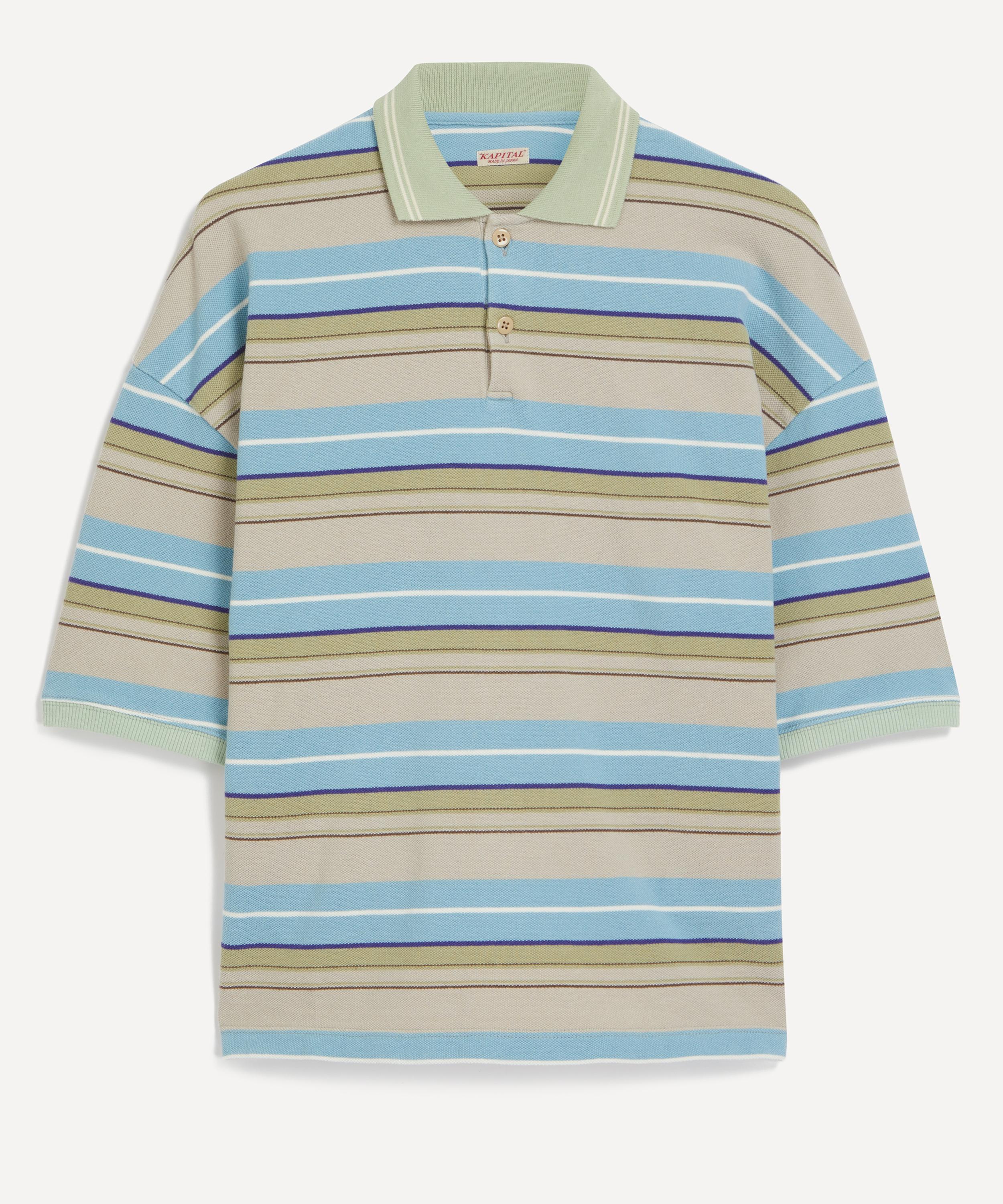 Shop Kapital Mens Multi Stripe Pique Box Polo Shirt