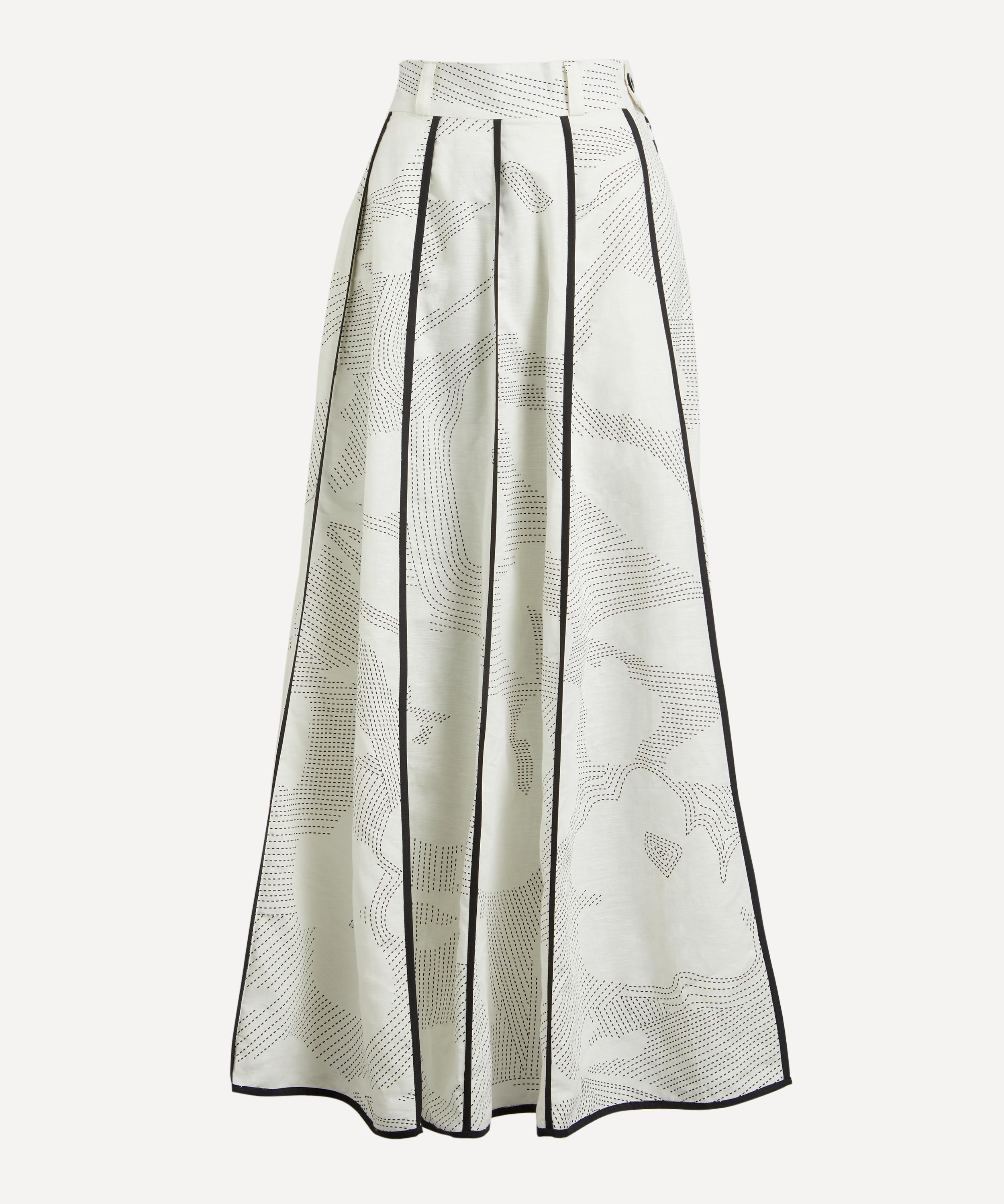 Shop Lovebirds Women's Chiaroscuro Embroidered Linen Skirt