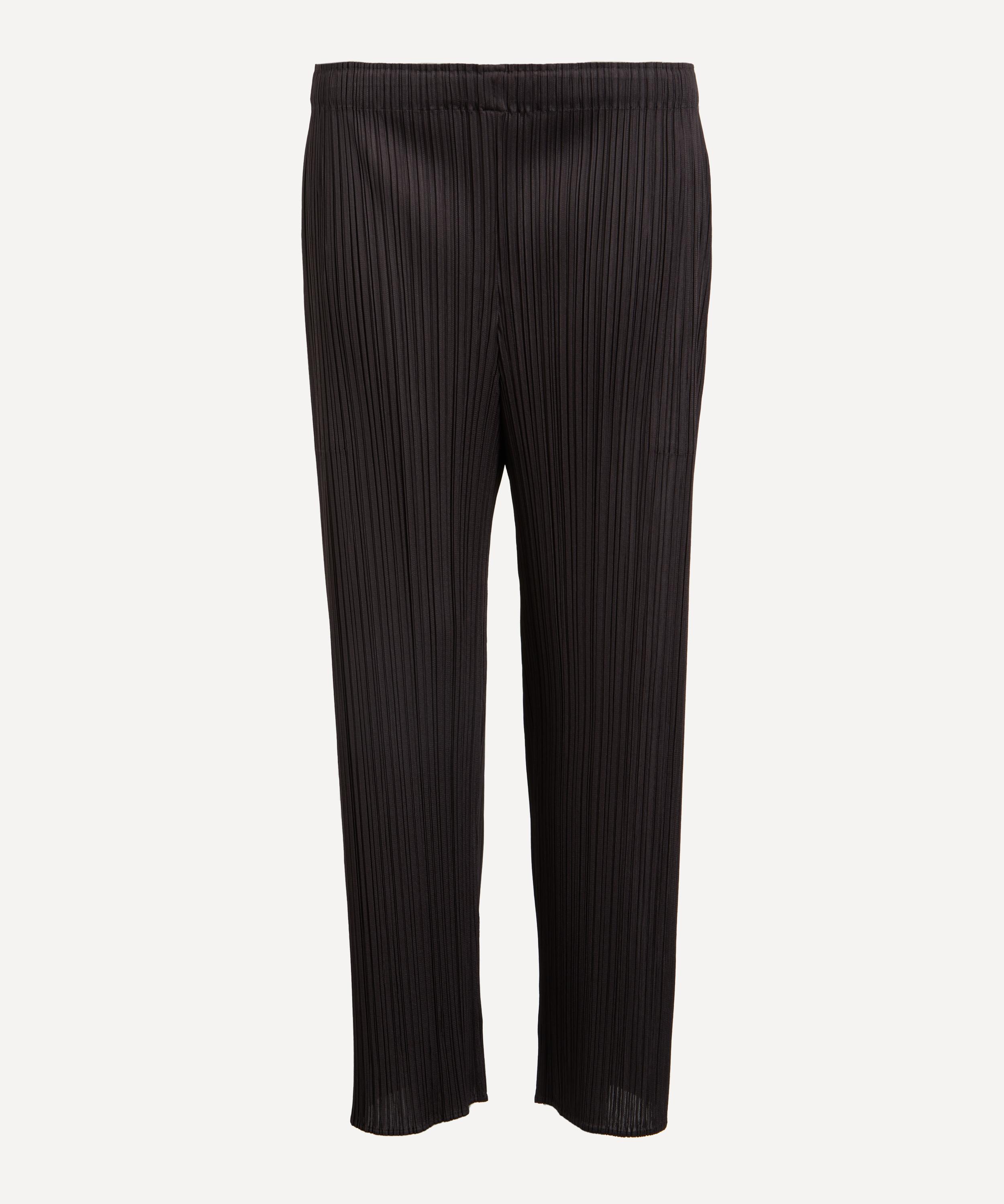 Pleats Please Issey Miyake Women's MONTHLY COLOURS: APRIL Pleated Straight-Leg Cropped Trousers Black Pepper 3