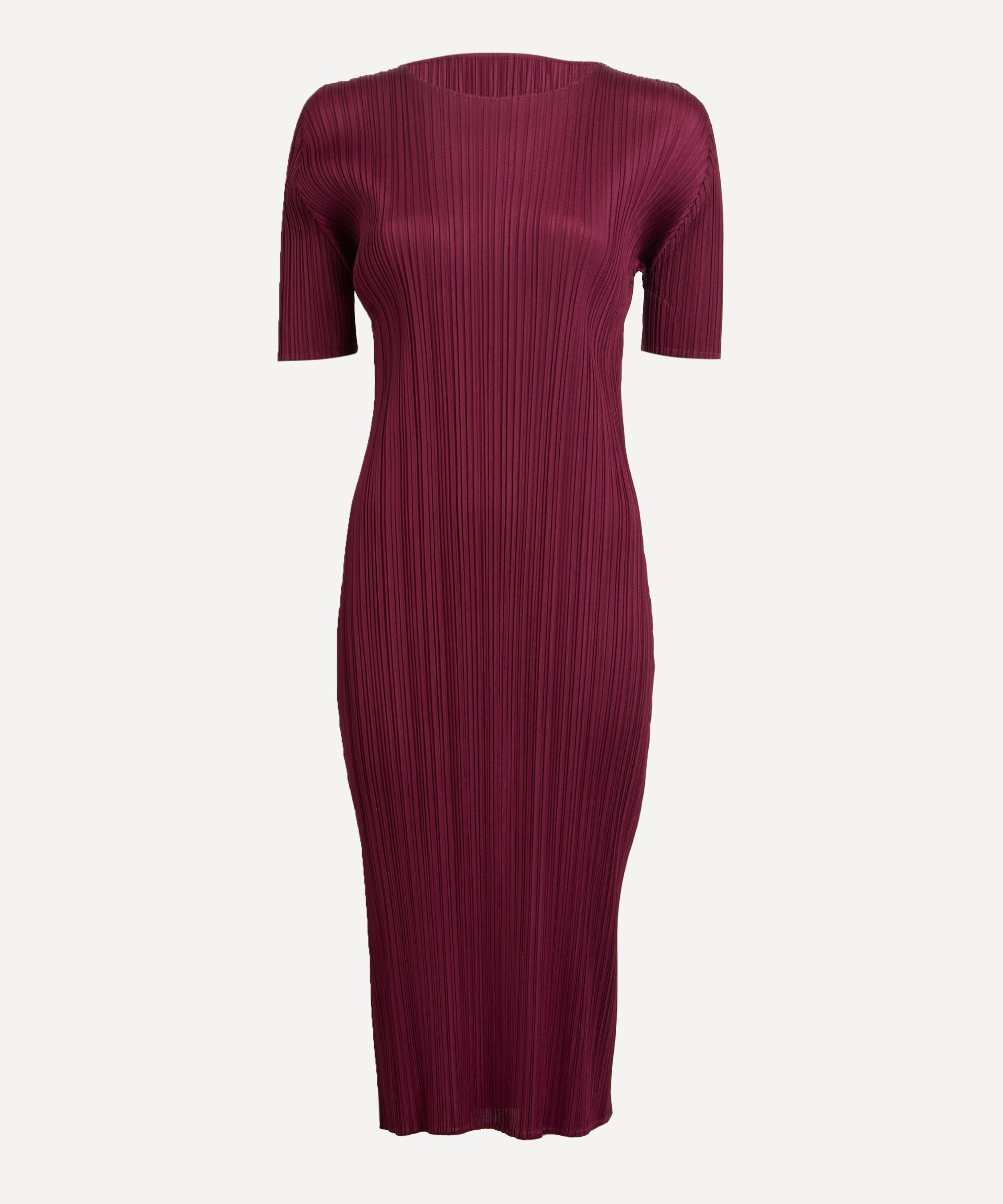 Issey Miyake Pleats Please  Women's Monthly Colours: May Raspberry Pleated Midi Dress