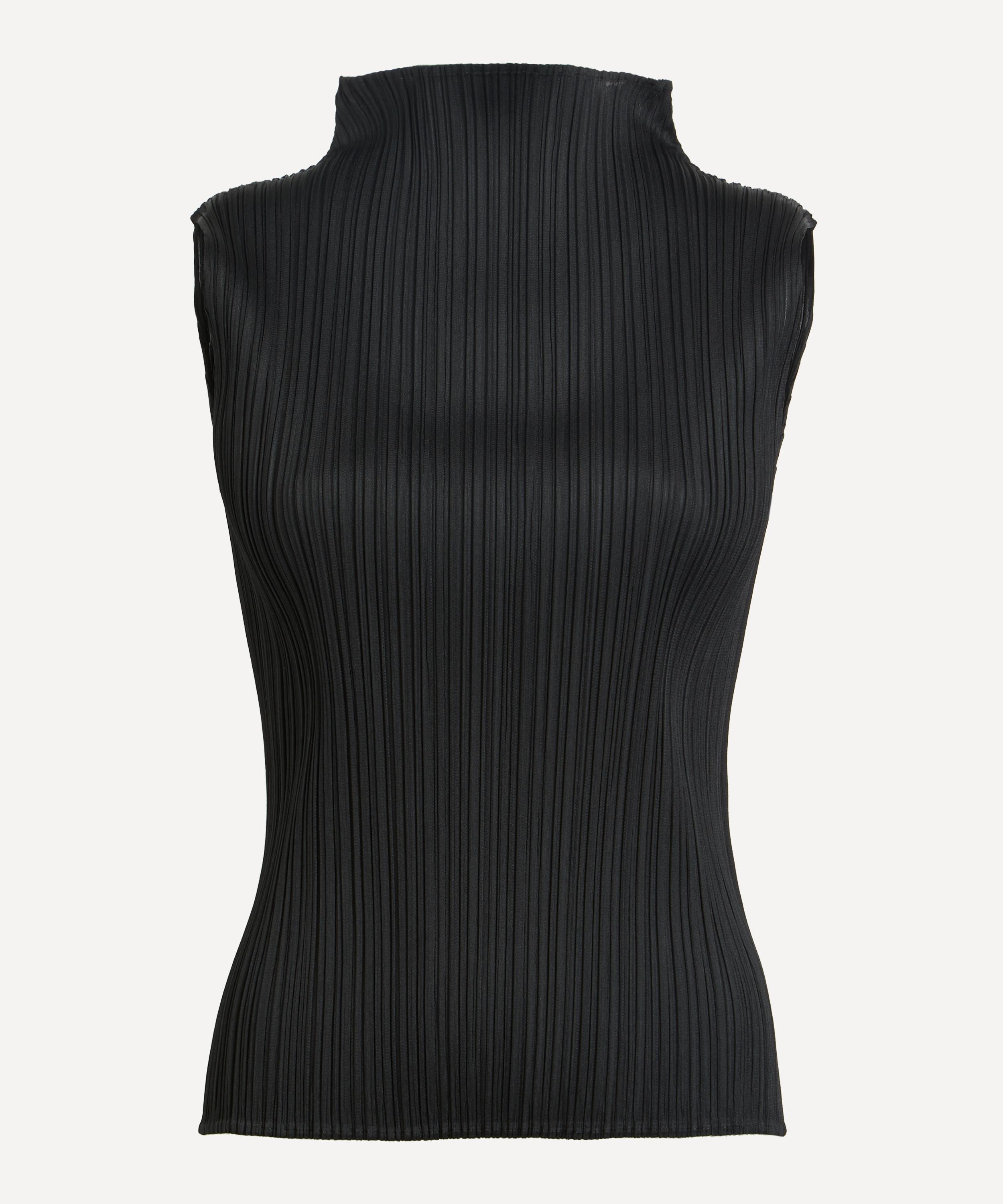 Issey Miyake Pleats Please  Women's Basics Pleated Sleeveless Mock-neck Top