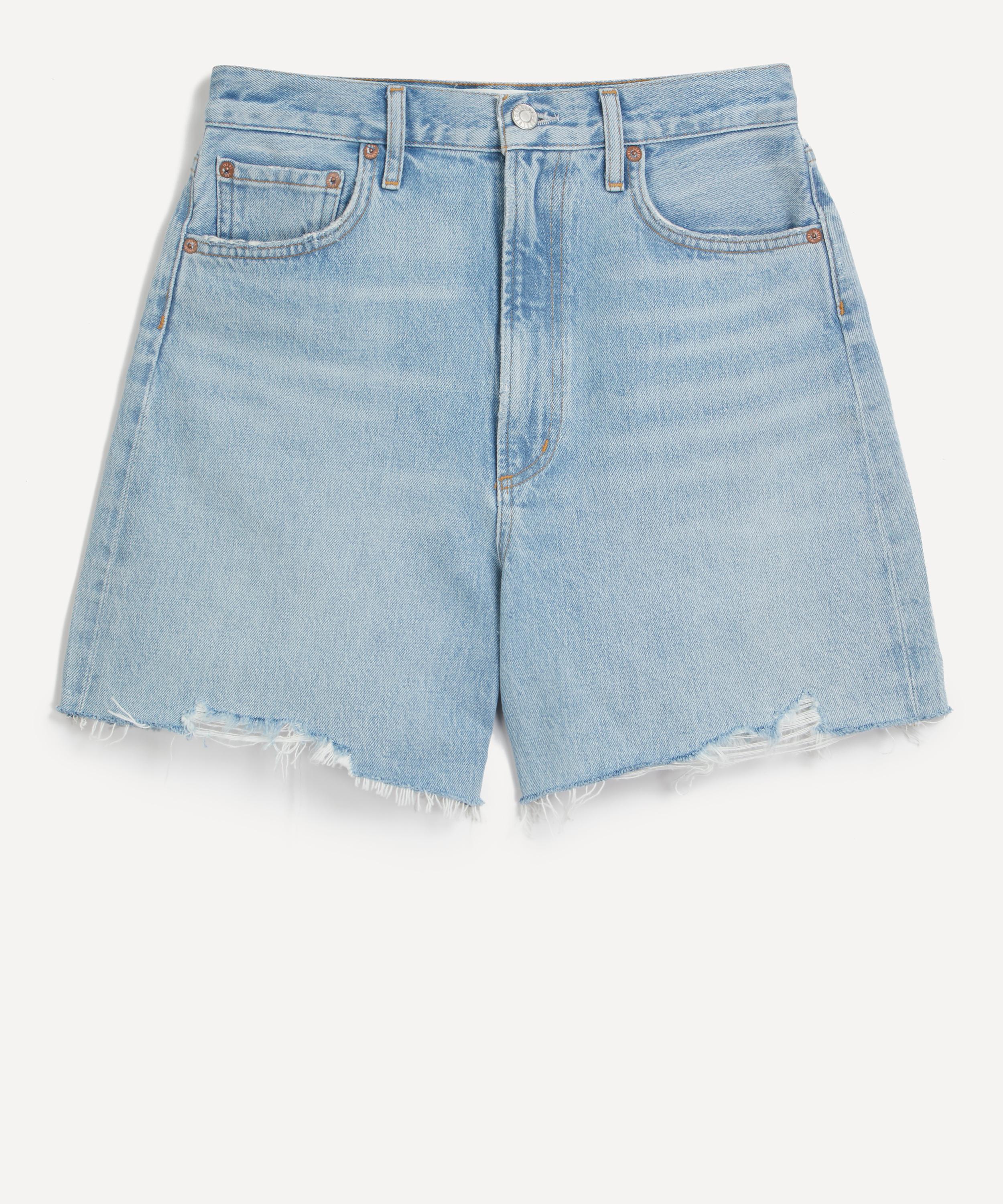 Shop Agolde Women's Stella Denim Raw Hem Shorts