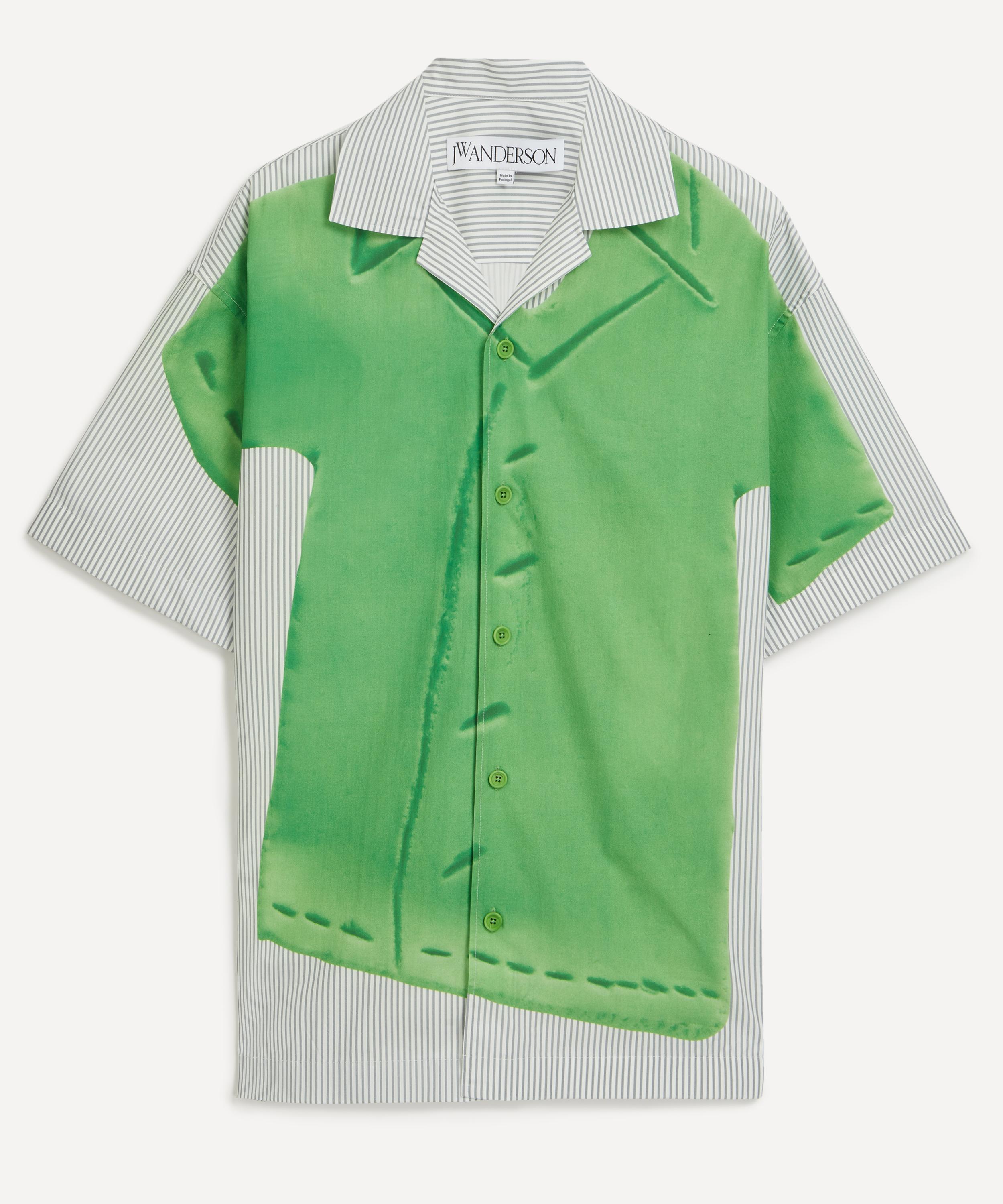 Jw Anderson Clay Trompe L'oeil Print Short Sleeve Shirt Light Grey/green