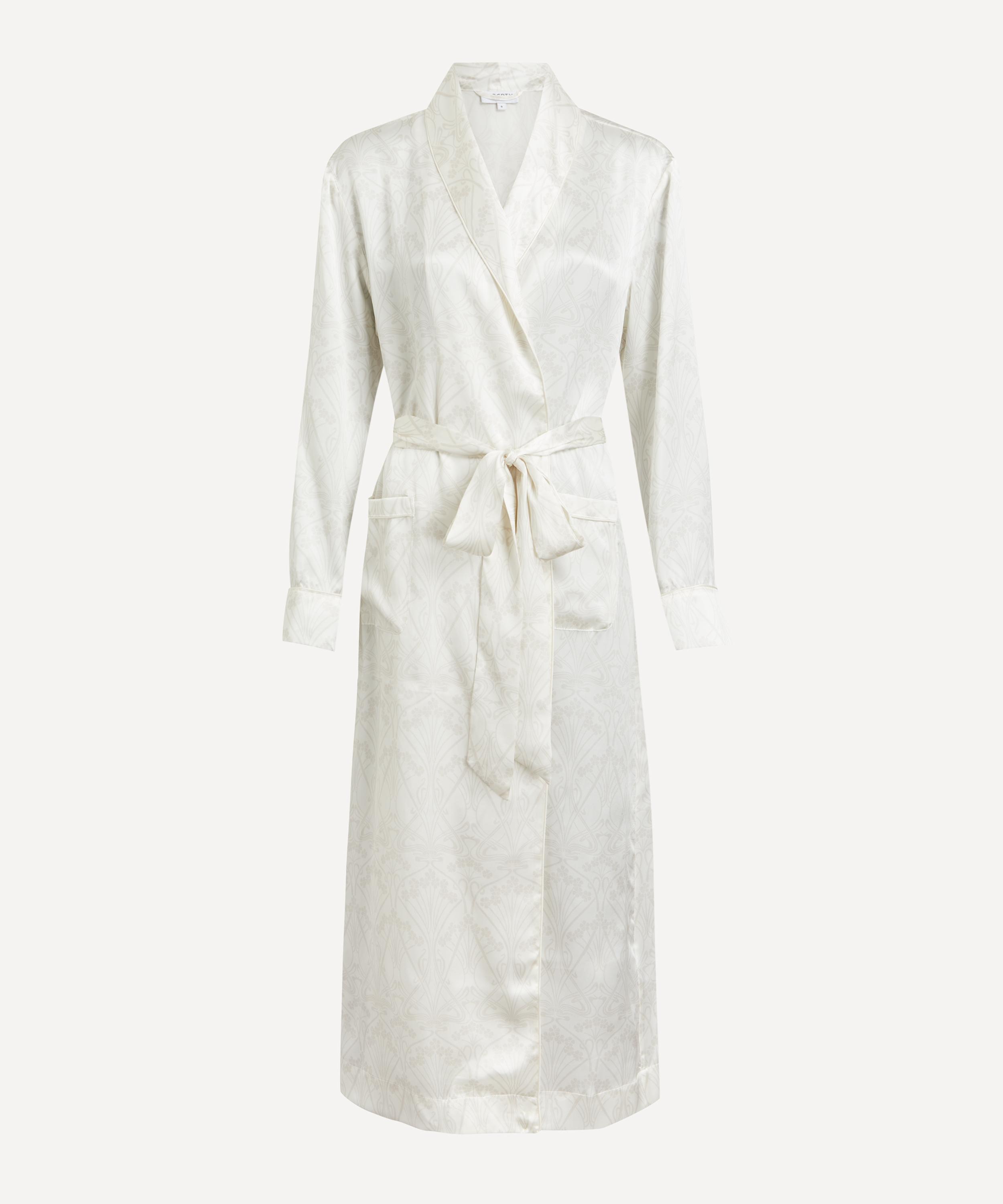 Liberty Women's Nouveau Ianthe Silk-Satin Classic Robe White XS