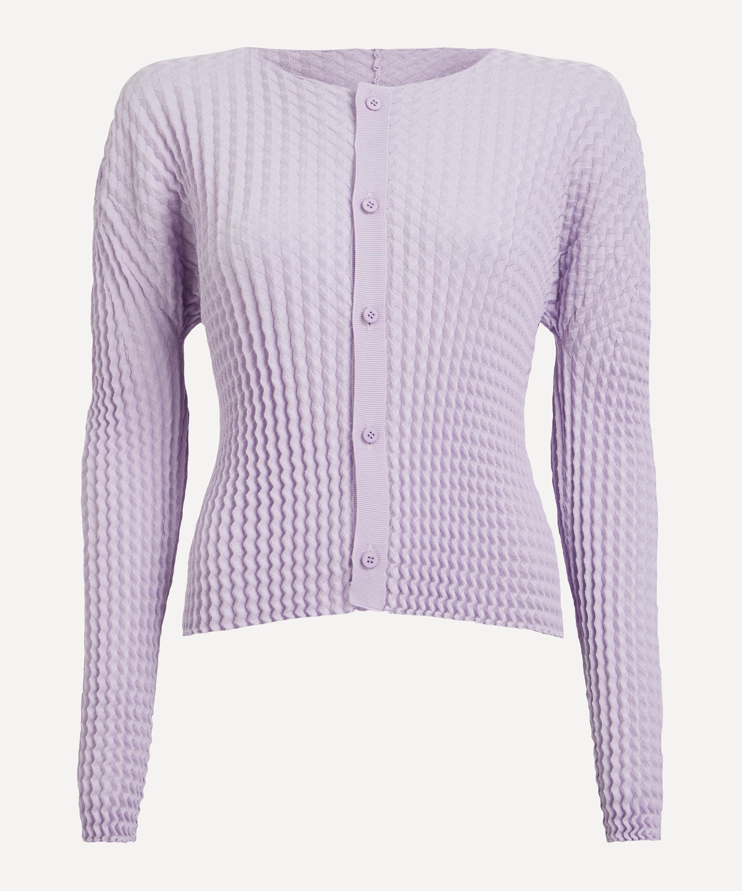 Issey Miyake Women's SPONGY-46 Pleated Cardigan Light Purple 2