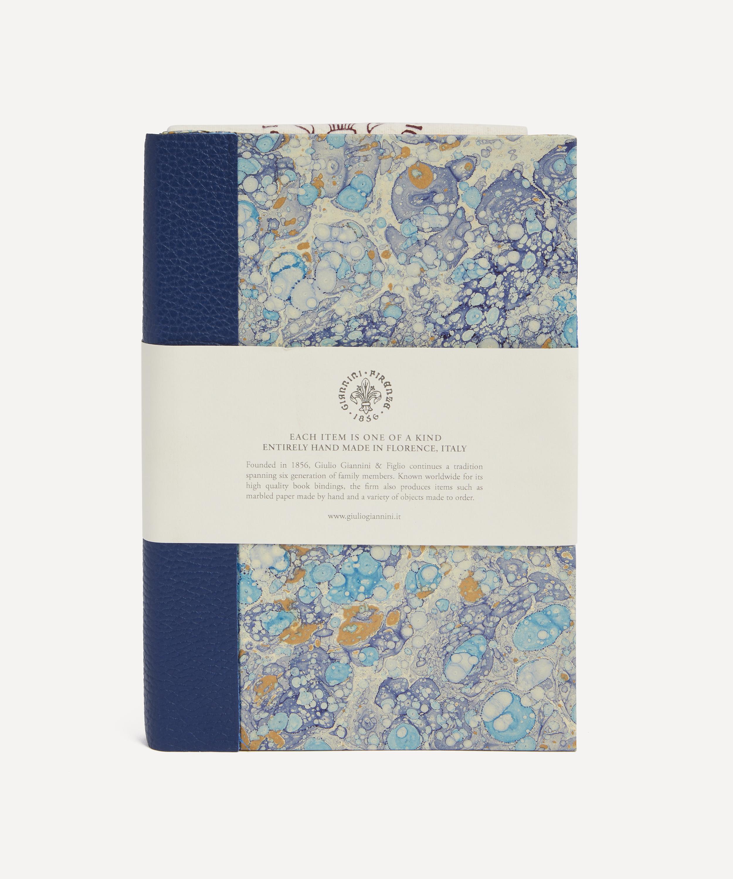 Giannini Marbled Notebook With Leather Spine And Tie