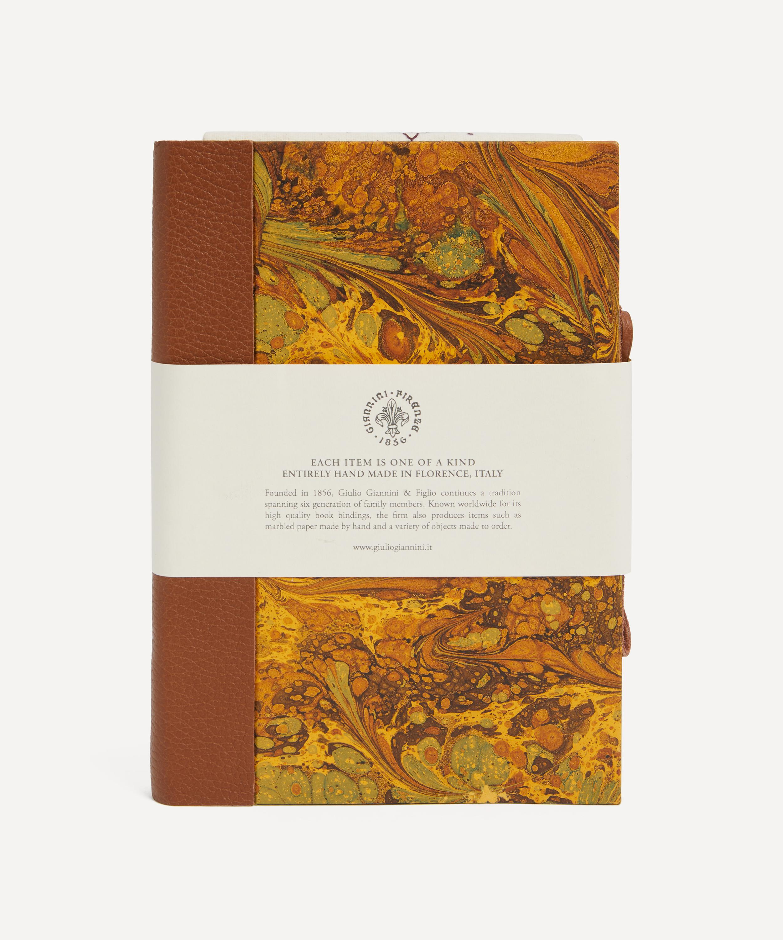 Giannini Marbled Notebook With Leather Spine And Tie