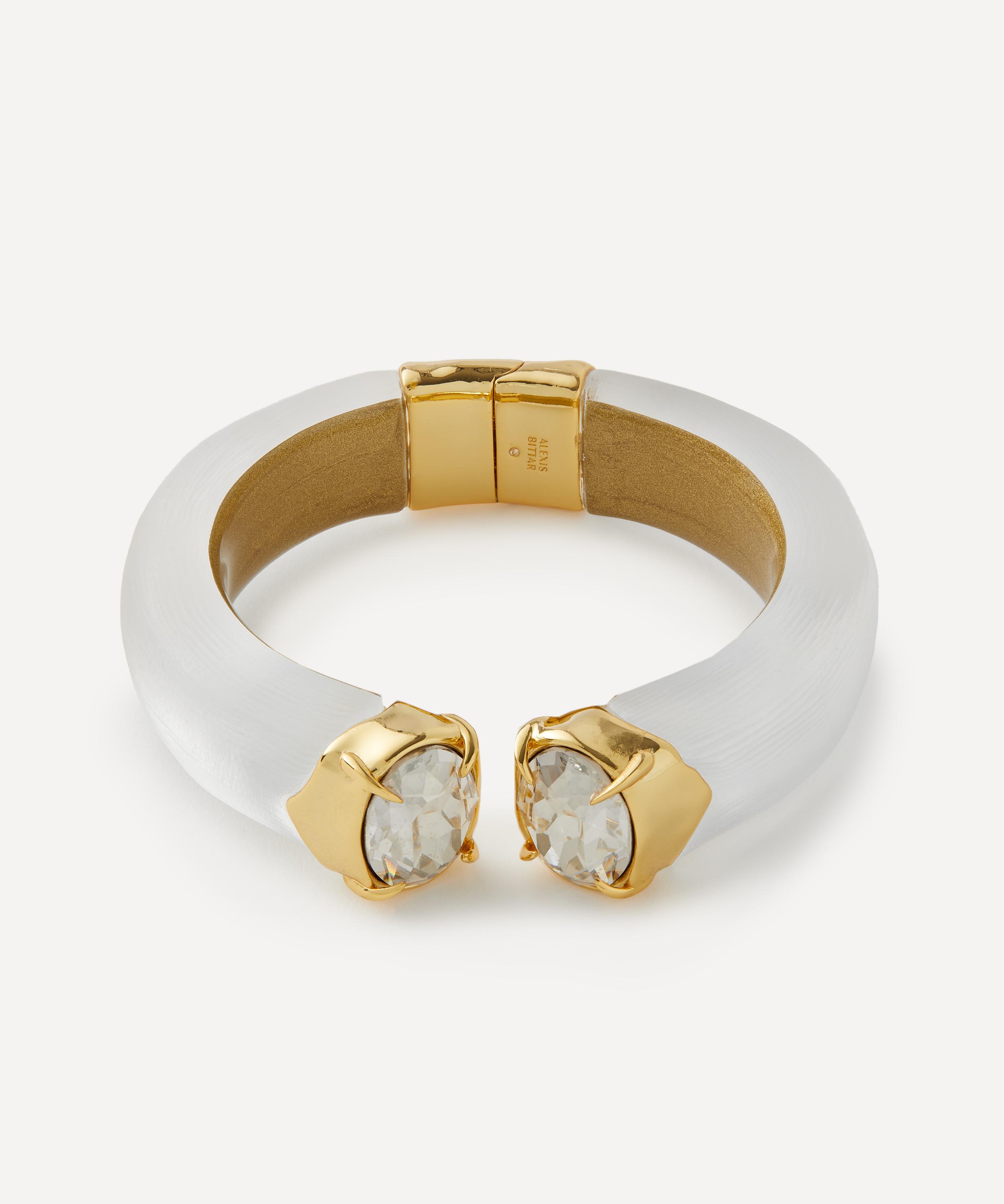 ALEXIS BITTAR ALEXIS BITTAR 14CT GOLD-PLATED BONBON CRYSTAL LUCITE HINGE BRACELET 