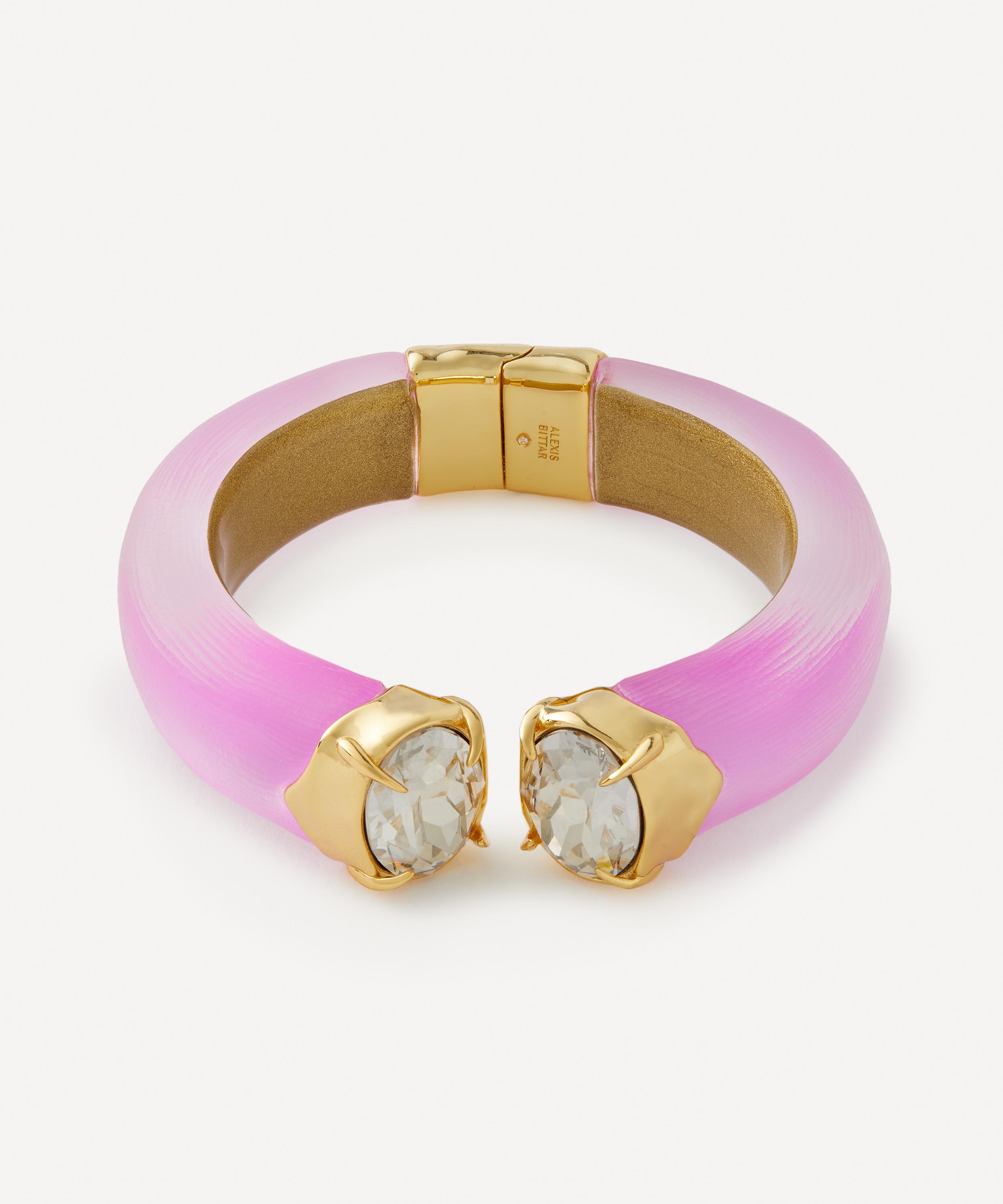 ALEXIS BITTAR ALEXIS BITTAR 14CT GOLD-PLATED BONBON CRYSTAL LUCITE HINGE BRACELET 