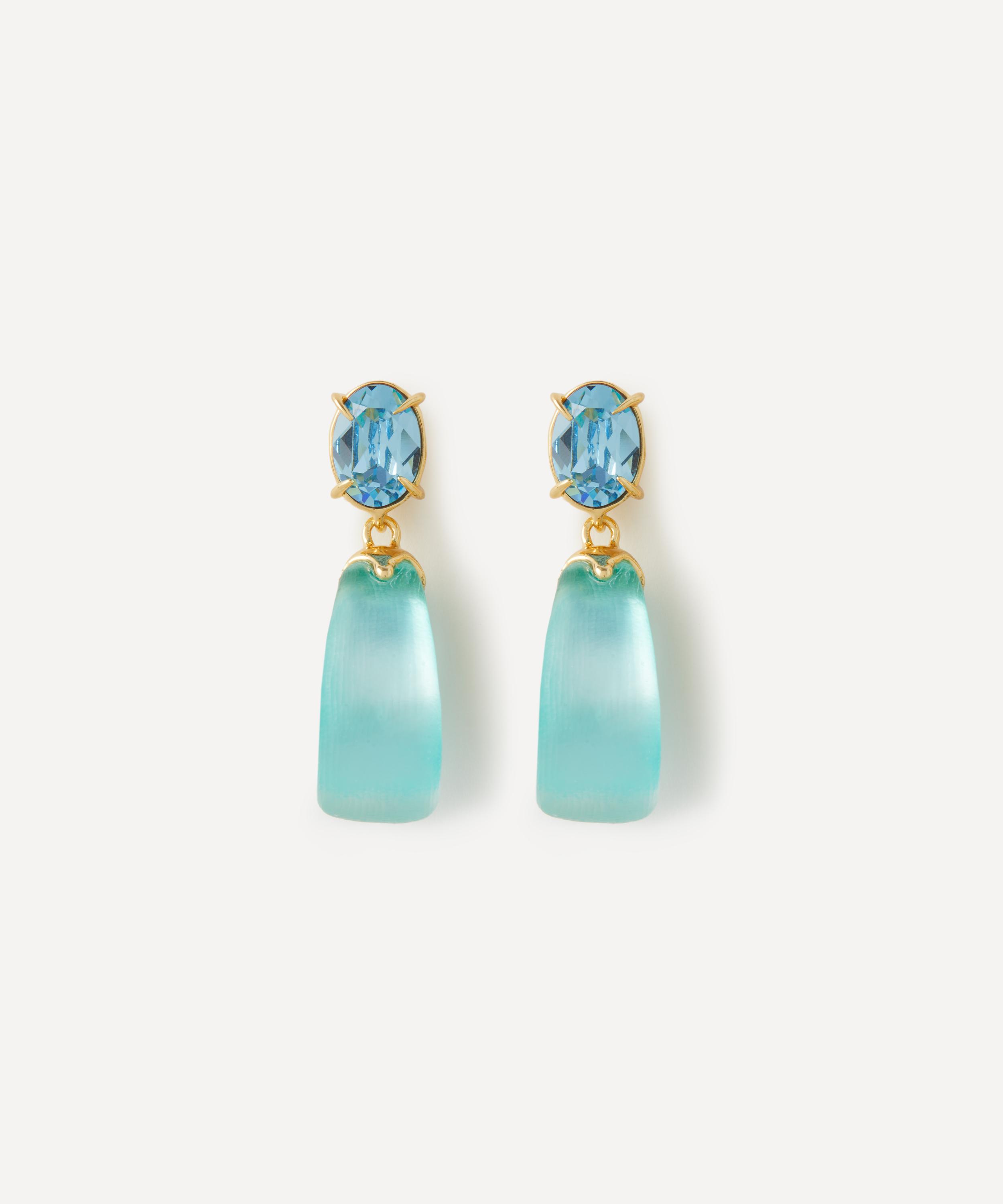 ALEXIS BITTAR ALEXIS BITTAR 14CT GOLD-PLATED BONBON CRYSTAL LUCITE SMALL TEARDROP EARRINGS 