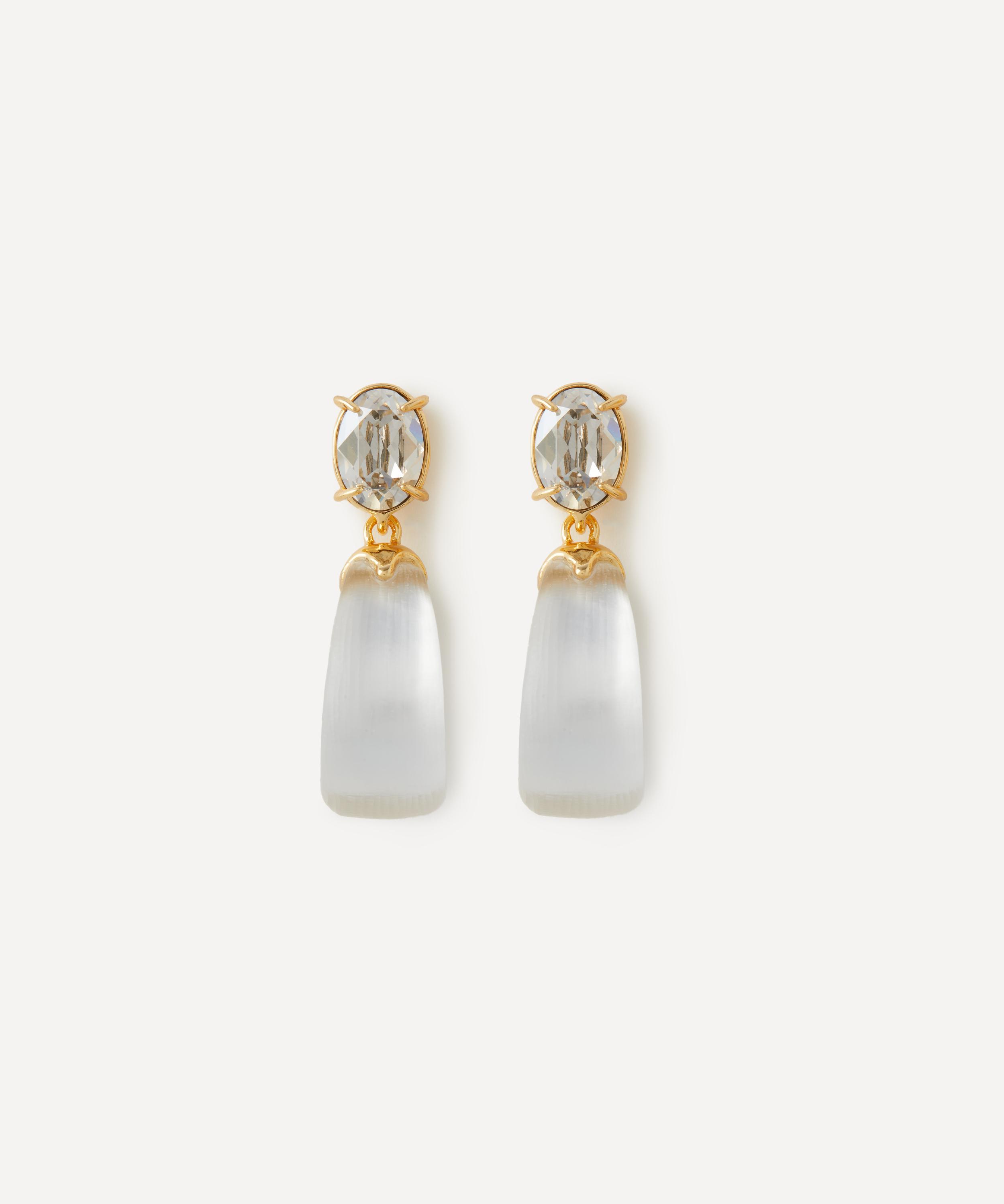 ALEXIS BITTAR ALEXIS BITTAR 14CT GOLD-PLATED BONBON CRYSTAL LUCITE TEARDROP EARRINGS 
