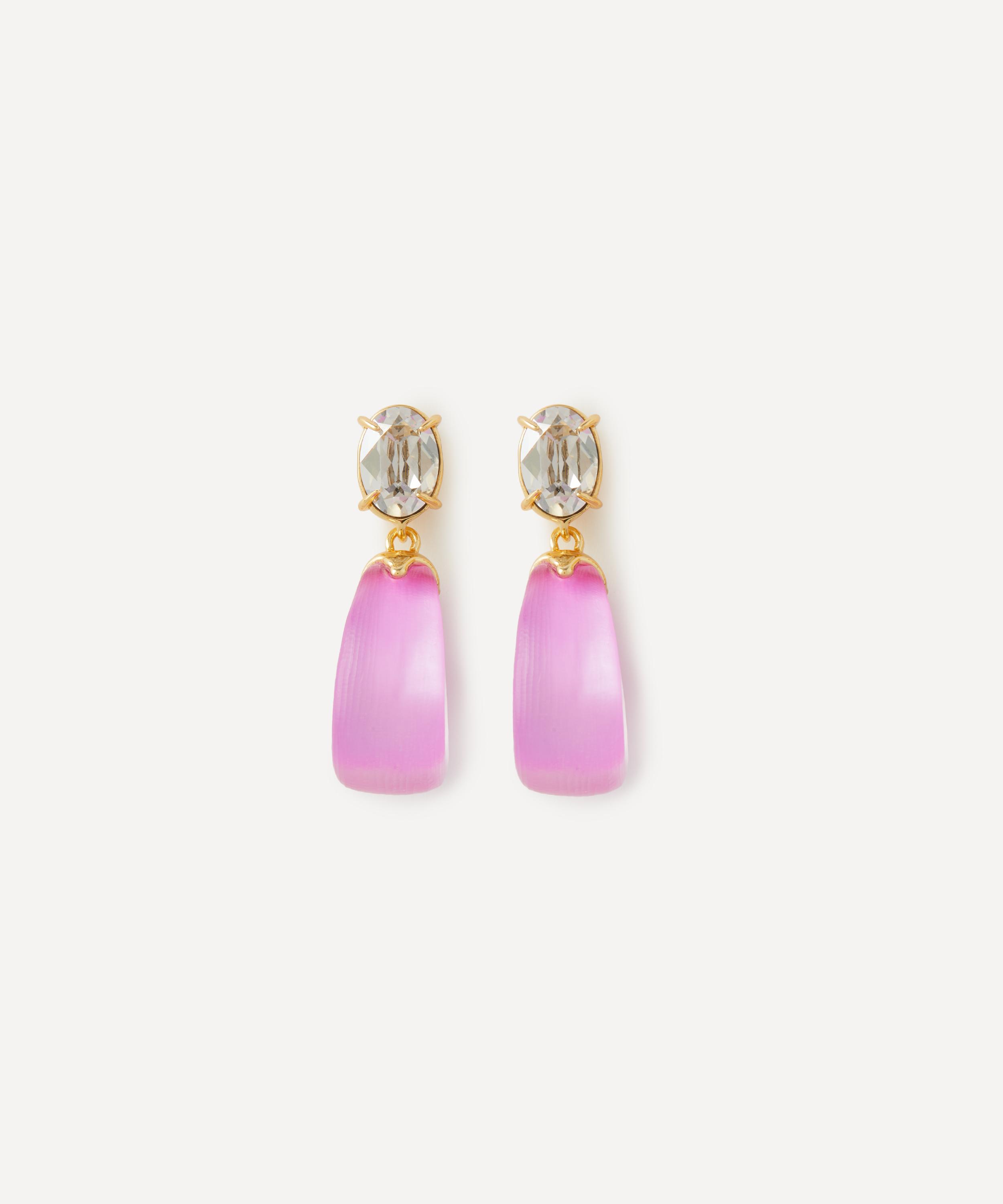 ALEXIS BITTAR ALEXIS BITTAR 14CT GOLD-PLATED BONBON CRYSTAL LUCITE TEARDROP EARRINGS 