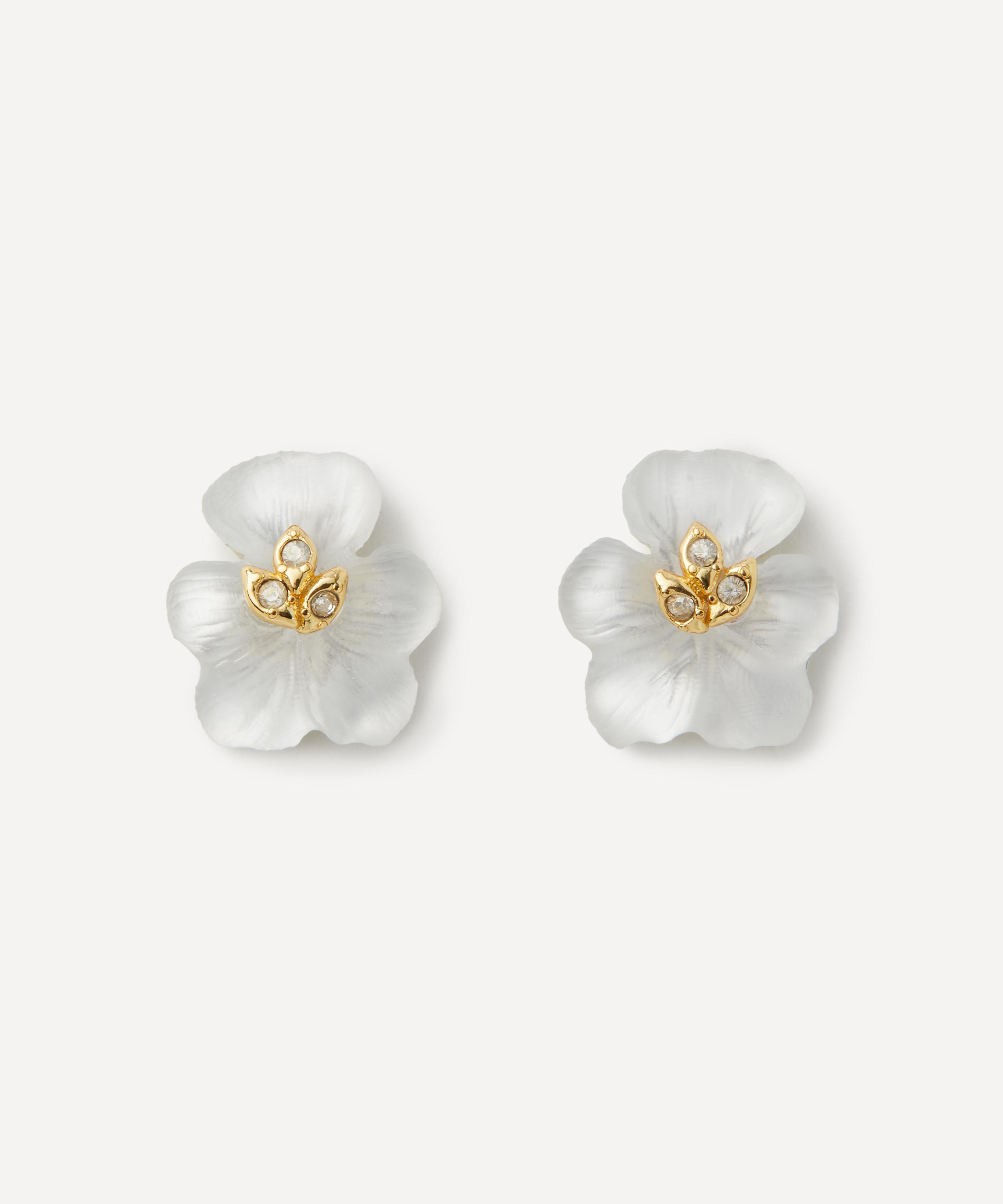 ALEXIS BITTAR ALEXIS BITTAR 14CT GOLD-PLATED PANSY LUCITE PETITE STUD EARRINGS 