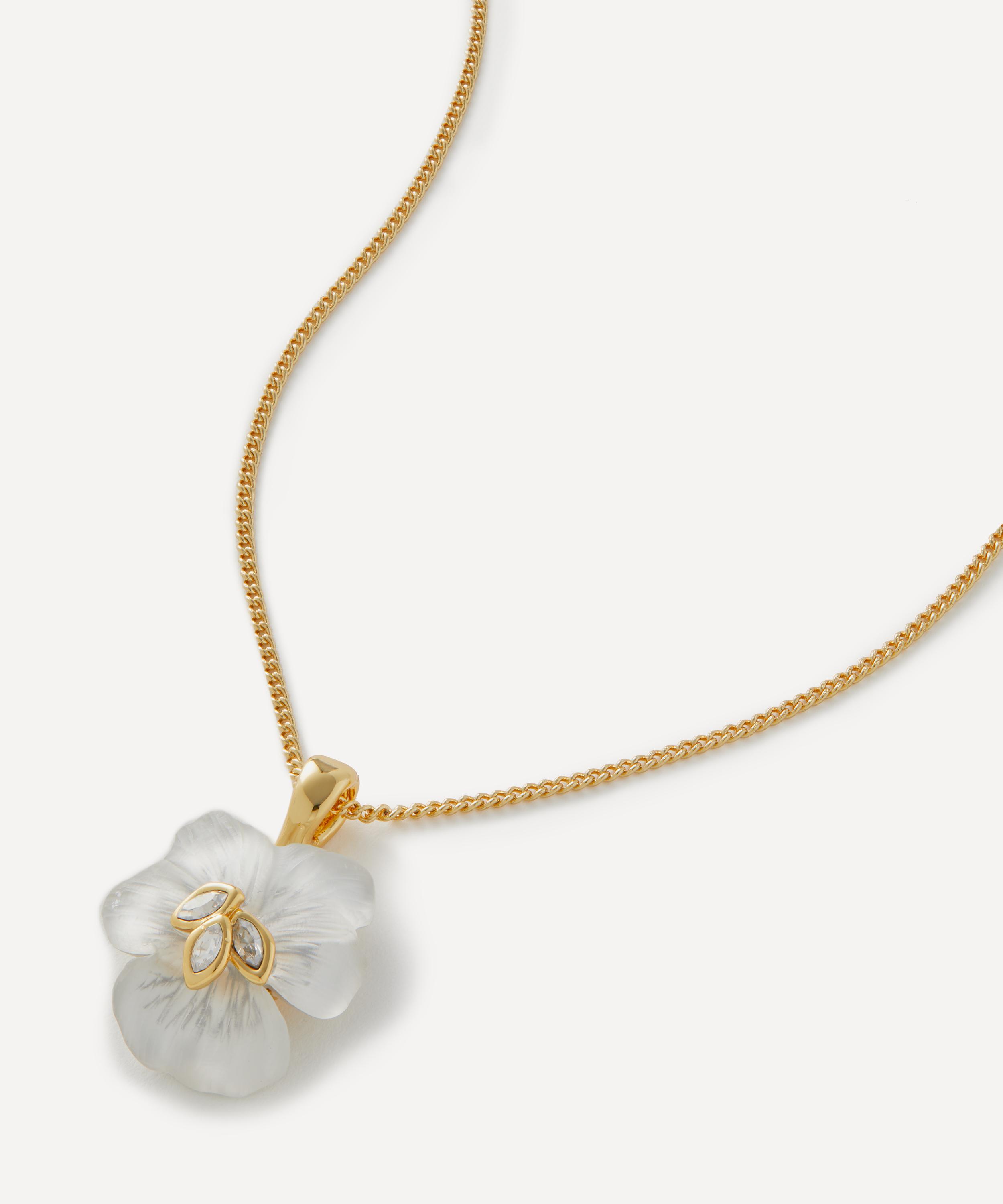 ALEXIS BITTAR ALEXIS BITTAR 14CT GOLD-PLATED PANSY LUCITE PETITE PENDANT NECKLACE 