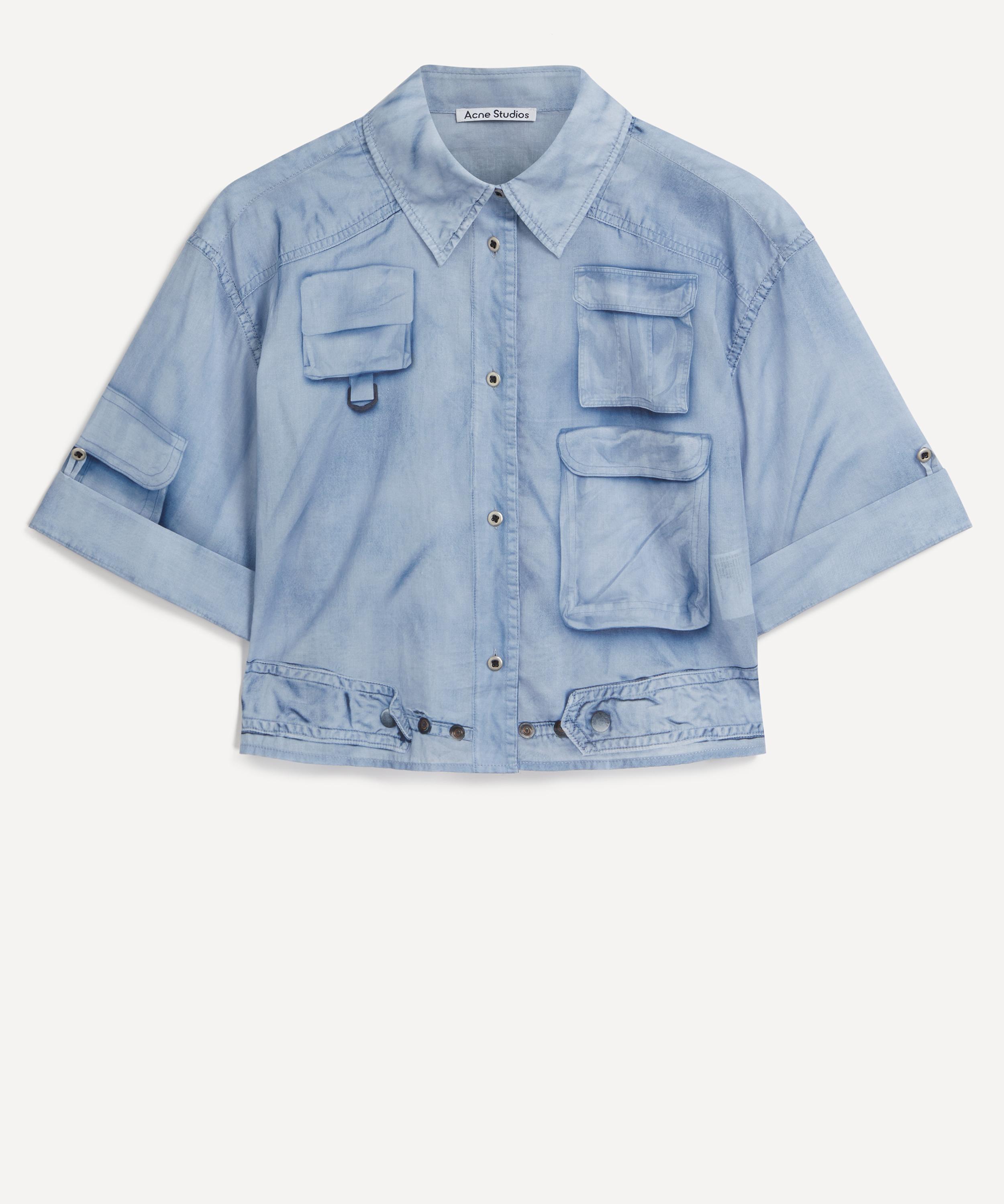 Acne Studios Women's Printed Button-Up Shirt Light Blue 12