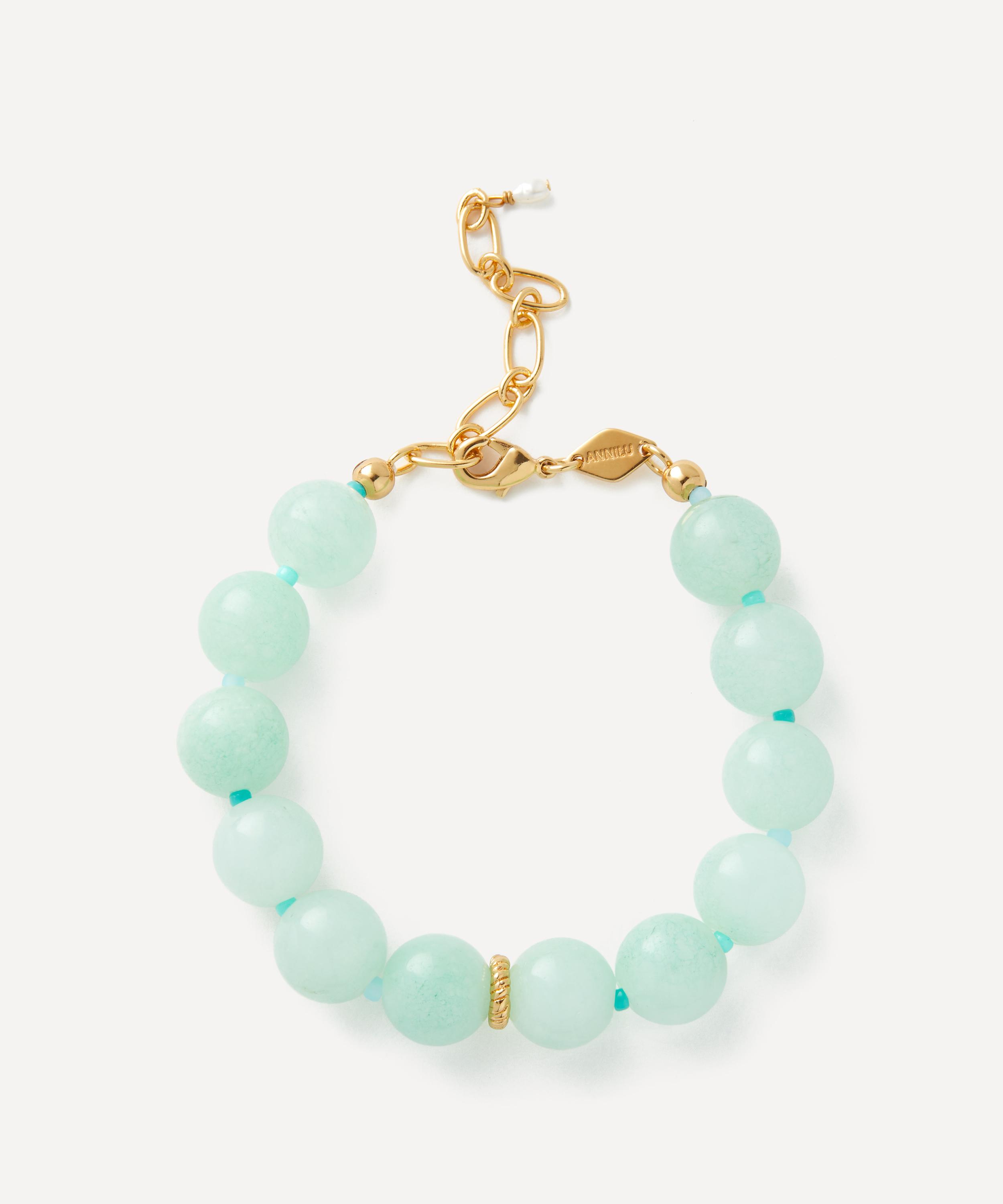 ANNI LU 18ct Gold-Plated Ball Bead Bracelet Light blue Luxury