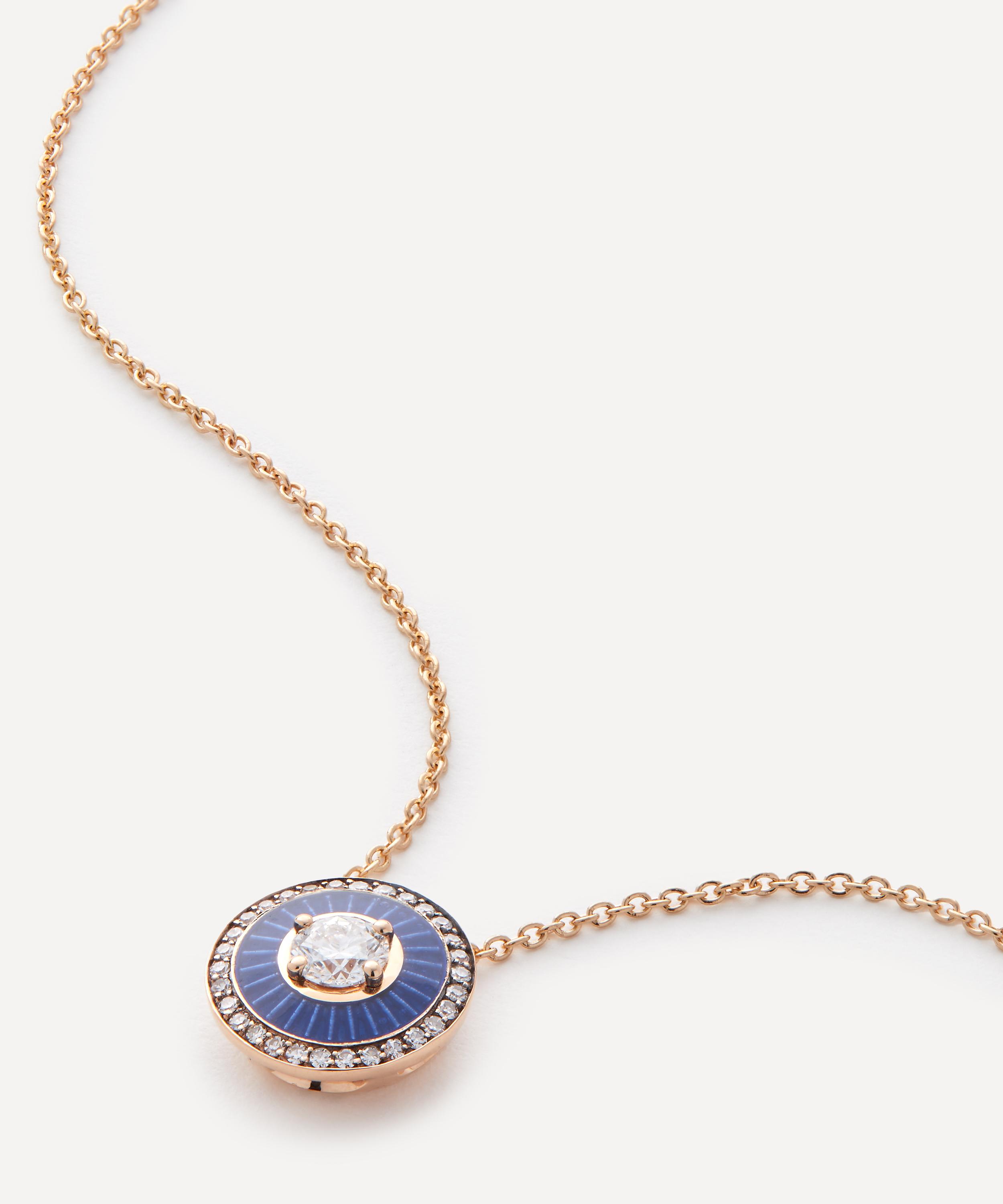 Shop Selim Mouzannar 18ct Rose Gold Mina Blue Enamel And Diamond Pendant Necklace
