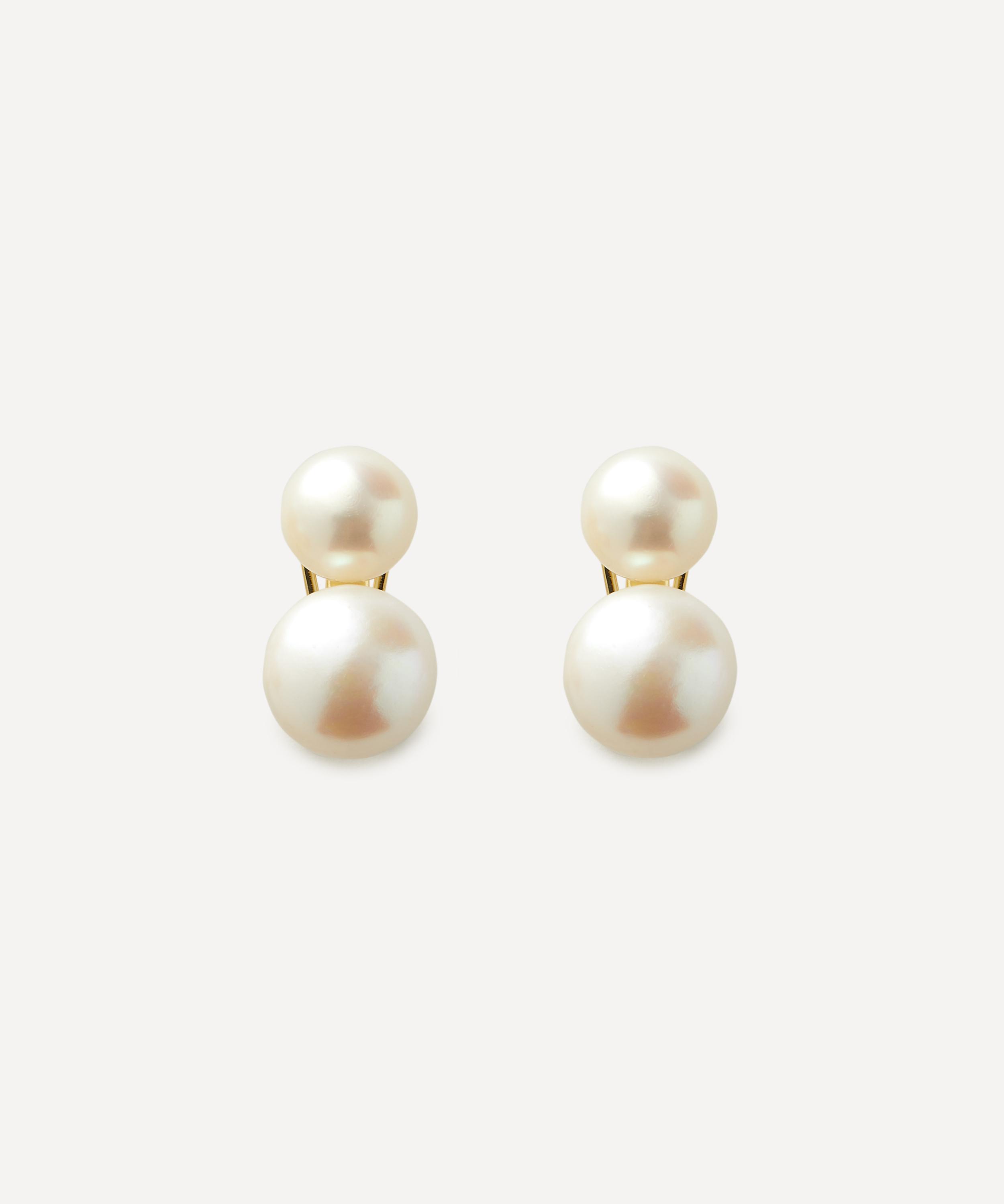 Shashi 14ct Gold-plated Bianca Pearl Stud Earrings