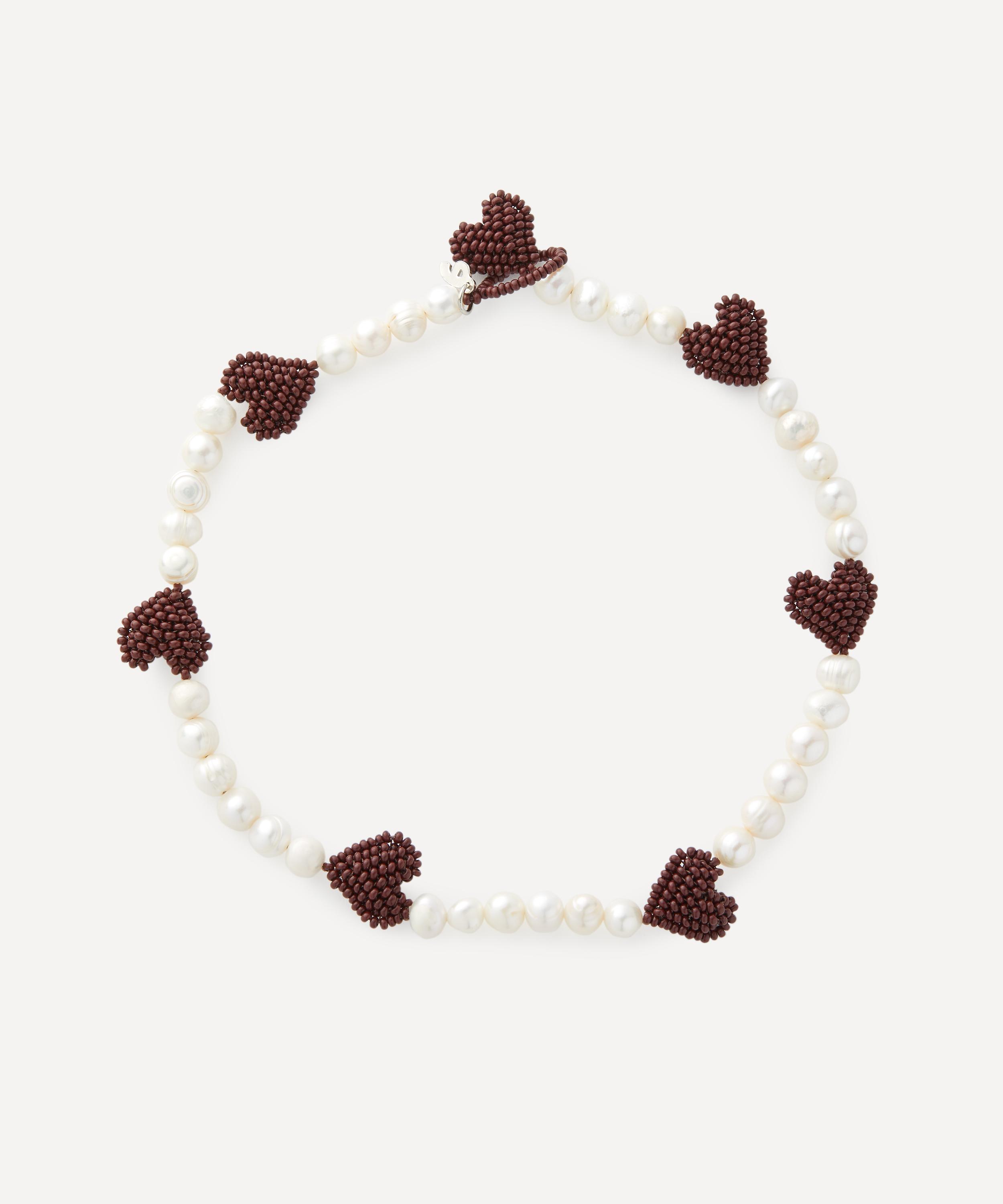 Pura Utz Multi Burgundy Heart Pearl Necklace Luxury