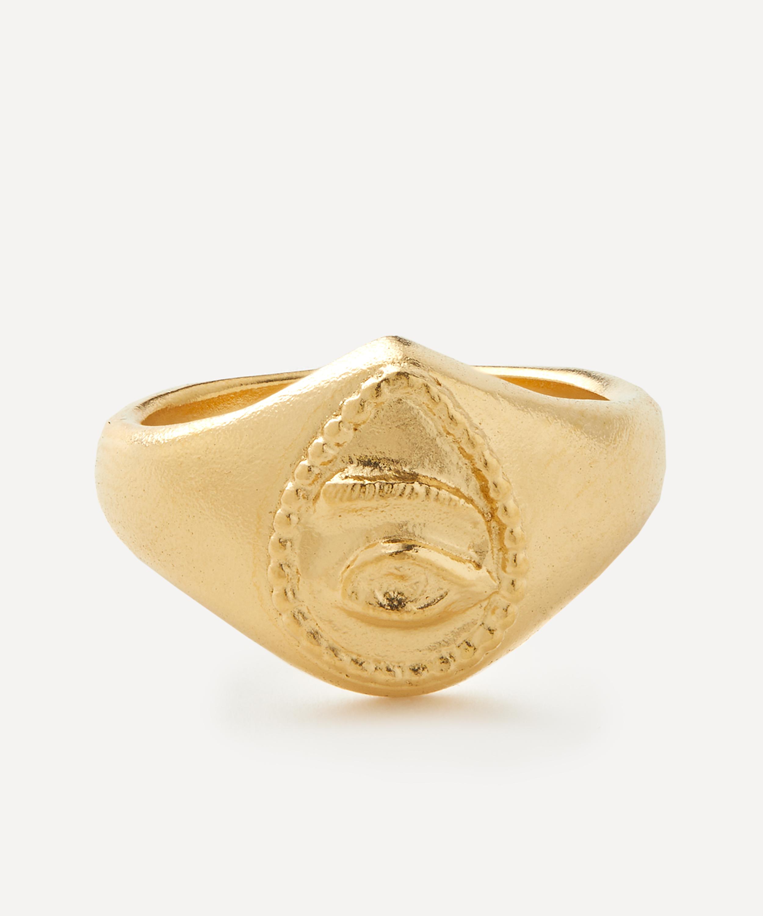 Alex Monroe 22ct Gold-Plated Sense of Sight Eye Teardrop Signet Ring K Luxury Christmas Gift / Present