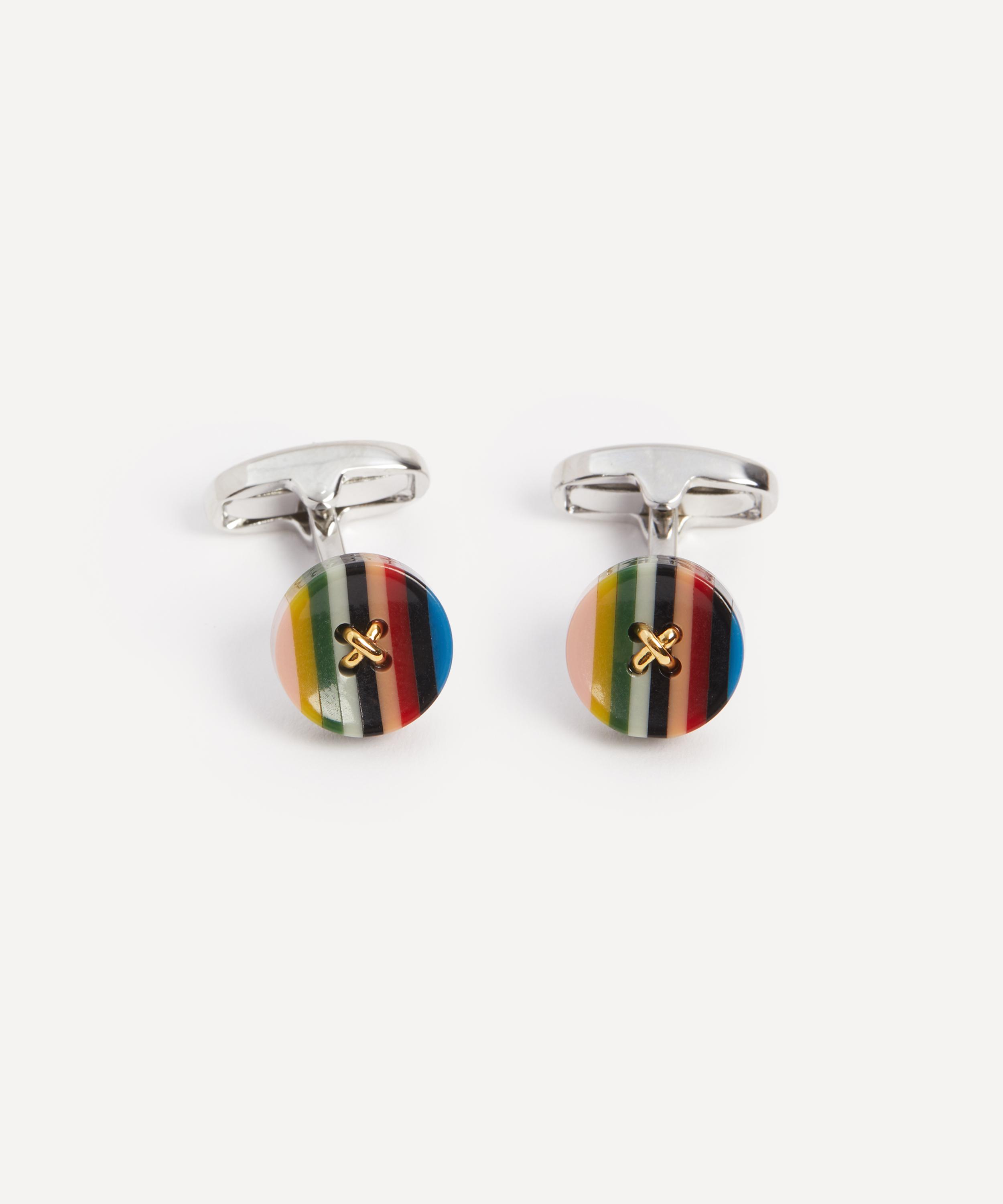 Paul Smith Mens Signature Stripe Button Cufflinks