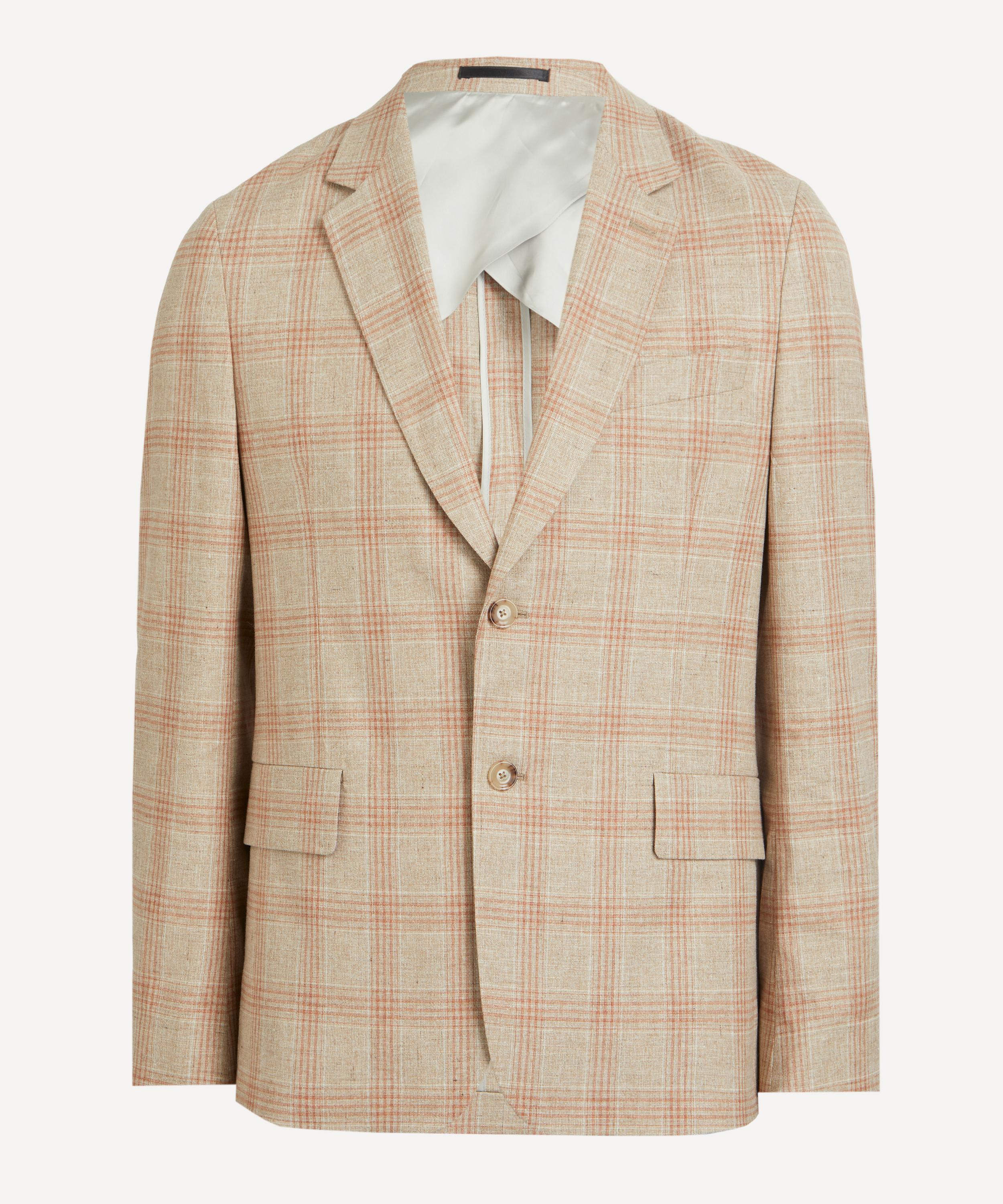 PAUL SMITH PAUL SMITH MENS LIGHT BROWN CHECK COTTON-WOOL BLAZER 