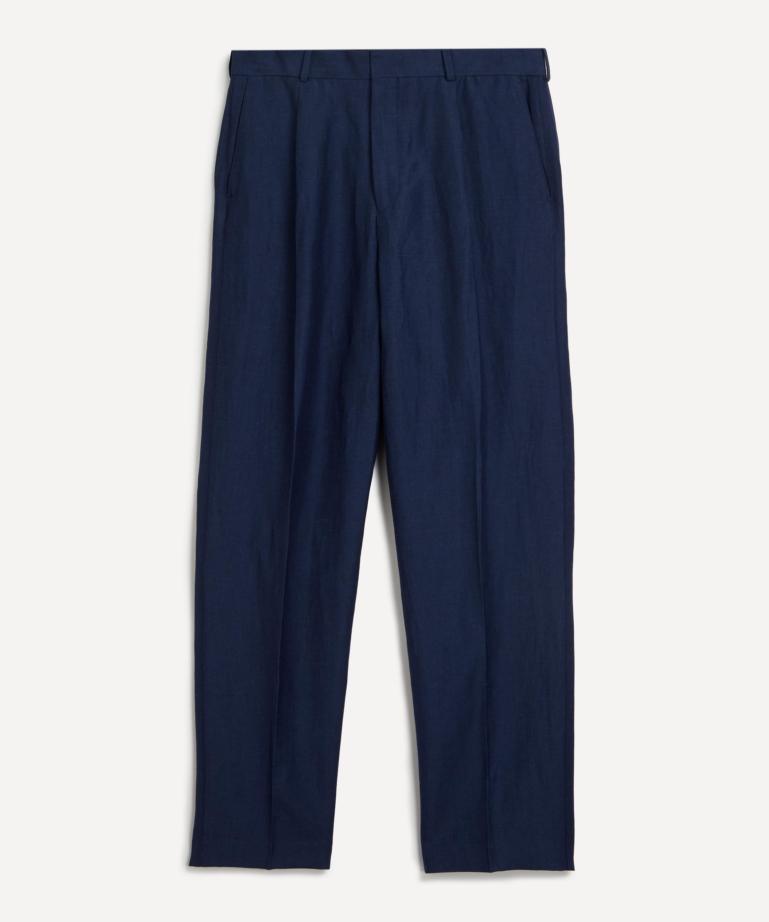 Paul Smith Mens Navy Linen-Wool Chino Trousers 36