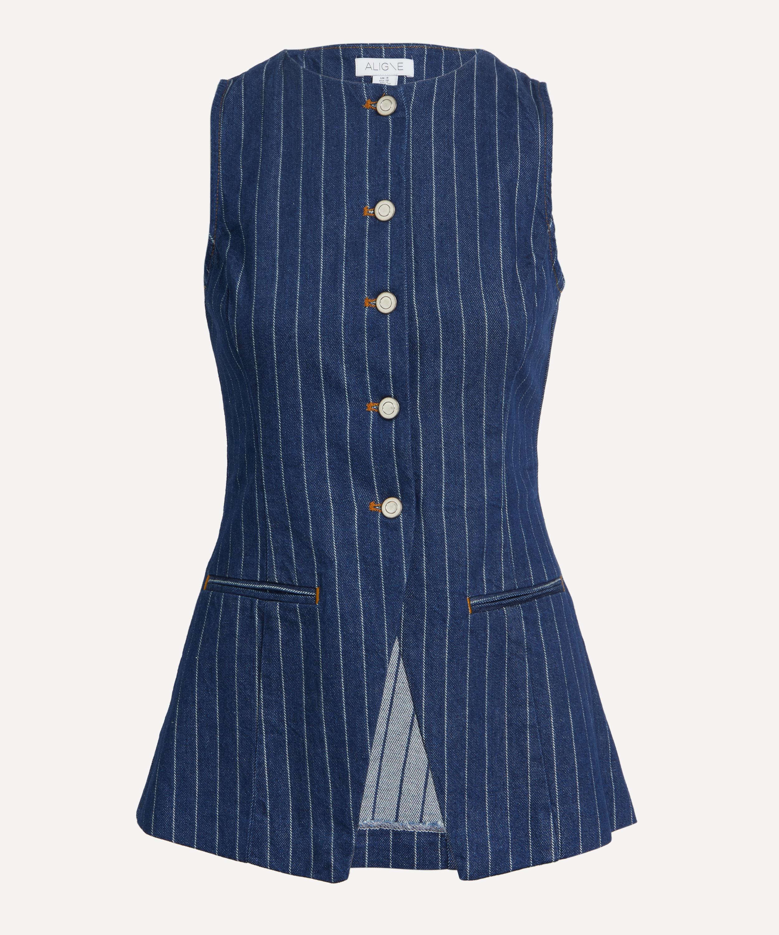 Shop Aligne Women's Leo Denim Pinstripe Waistcoat