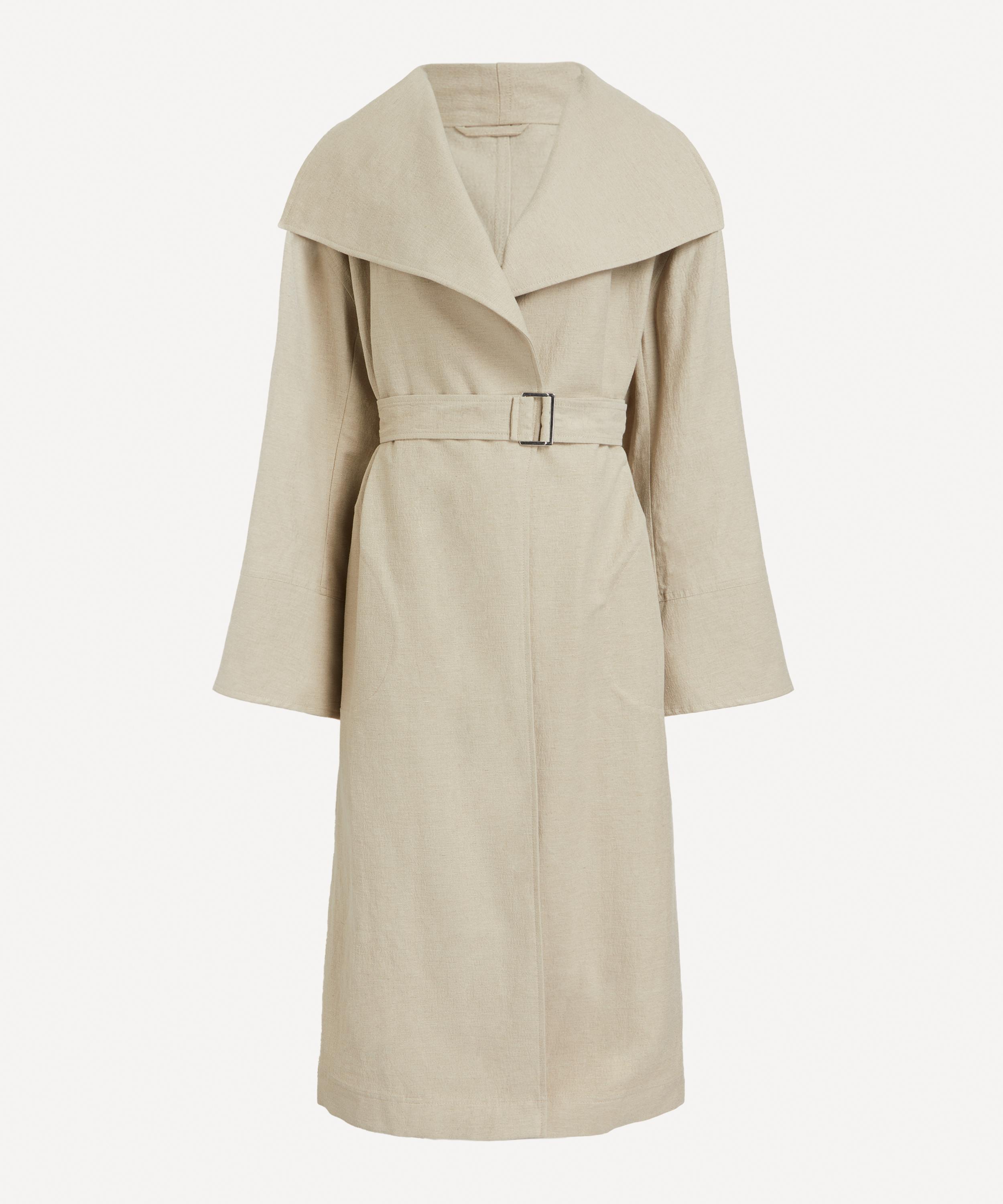 Toteme Women's Signature Linen Trench Coat Sand 10