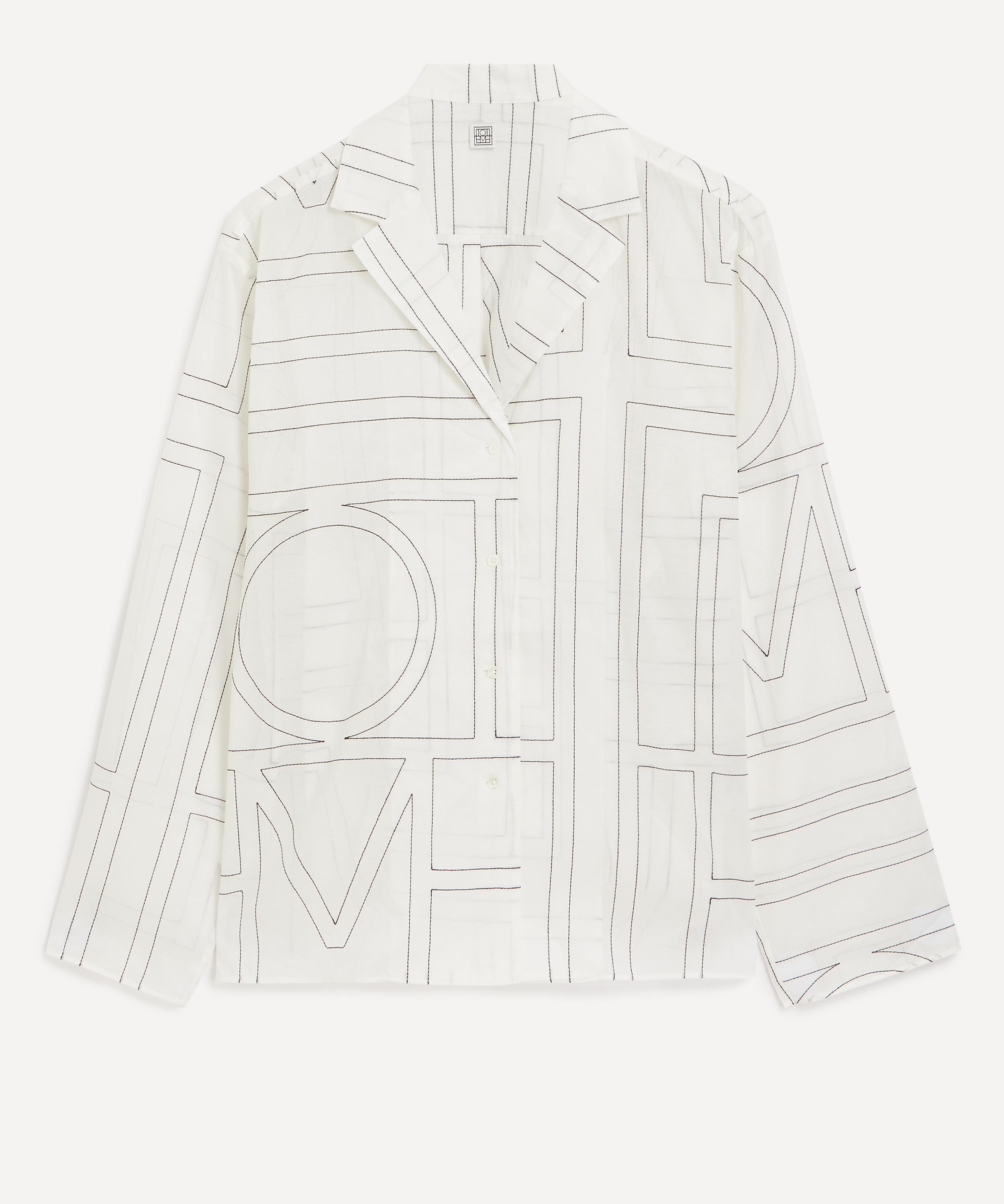 Toteme Women's Monogram Pyjama-Style Shirt White / Black 10