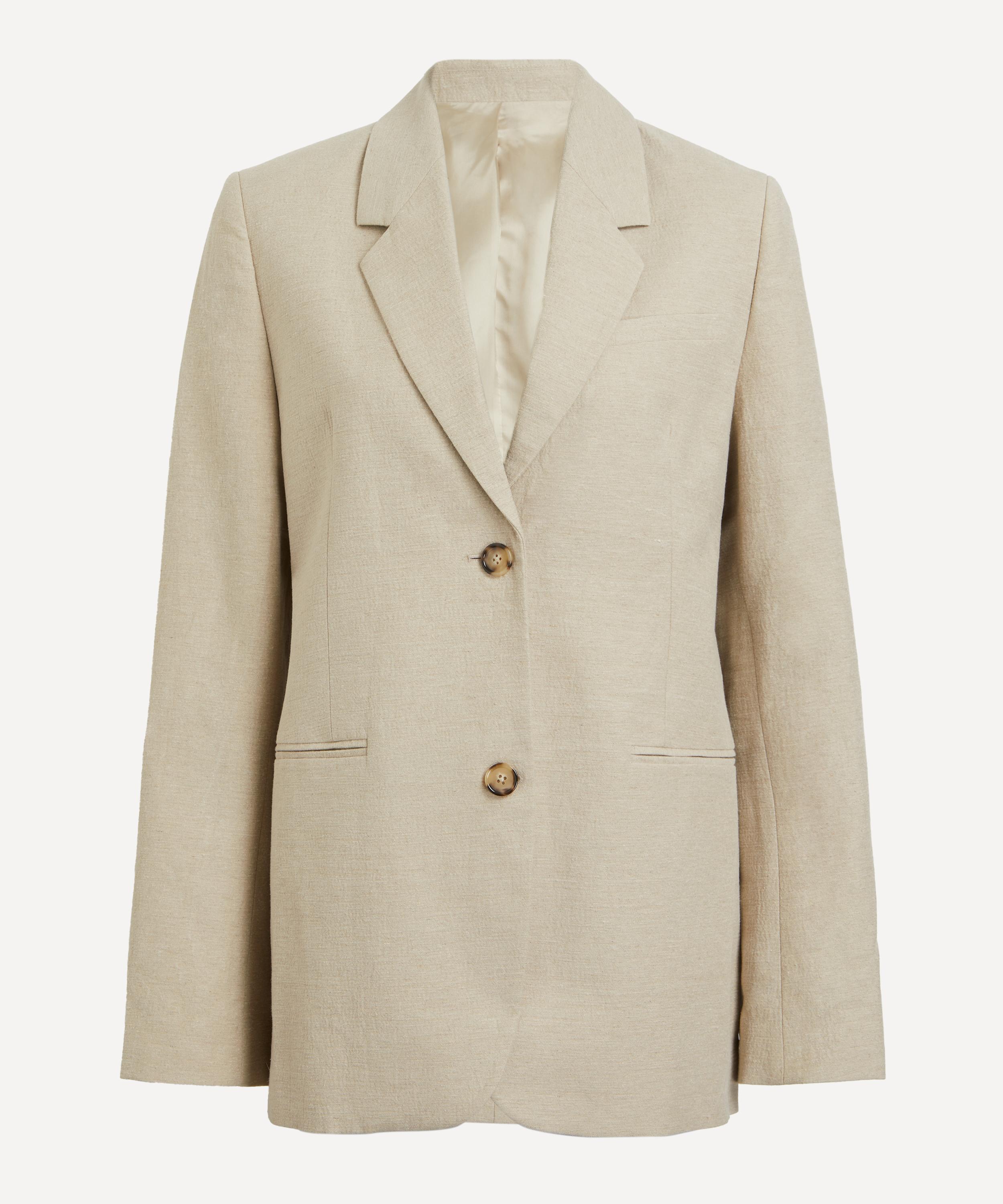 Toteme Women's Linen Tailored Suit Jacket Sand 10