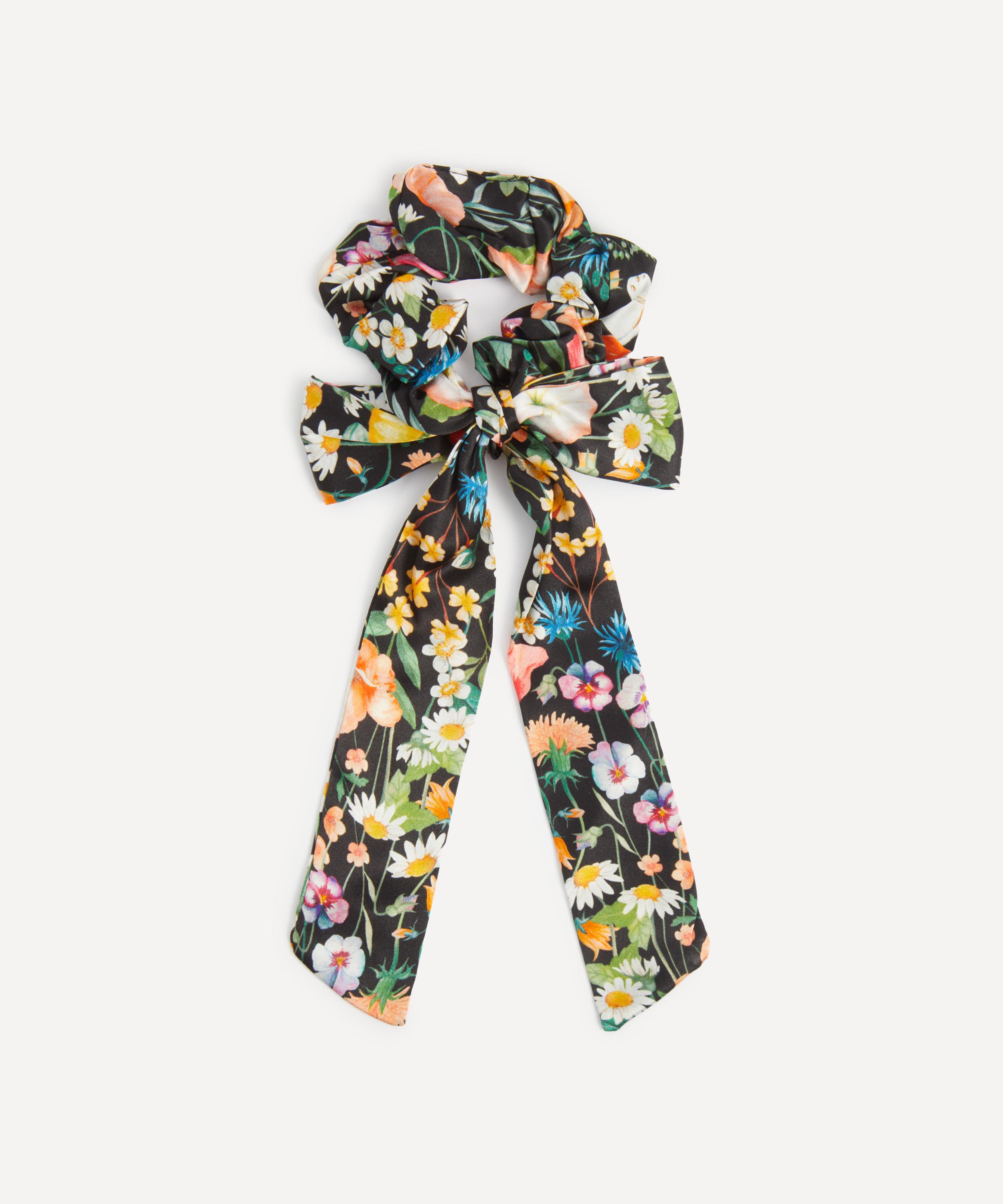 Liberty Women's Jude's Floral Silk Bow Scrunchie Black