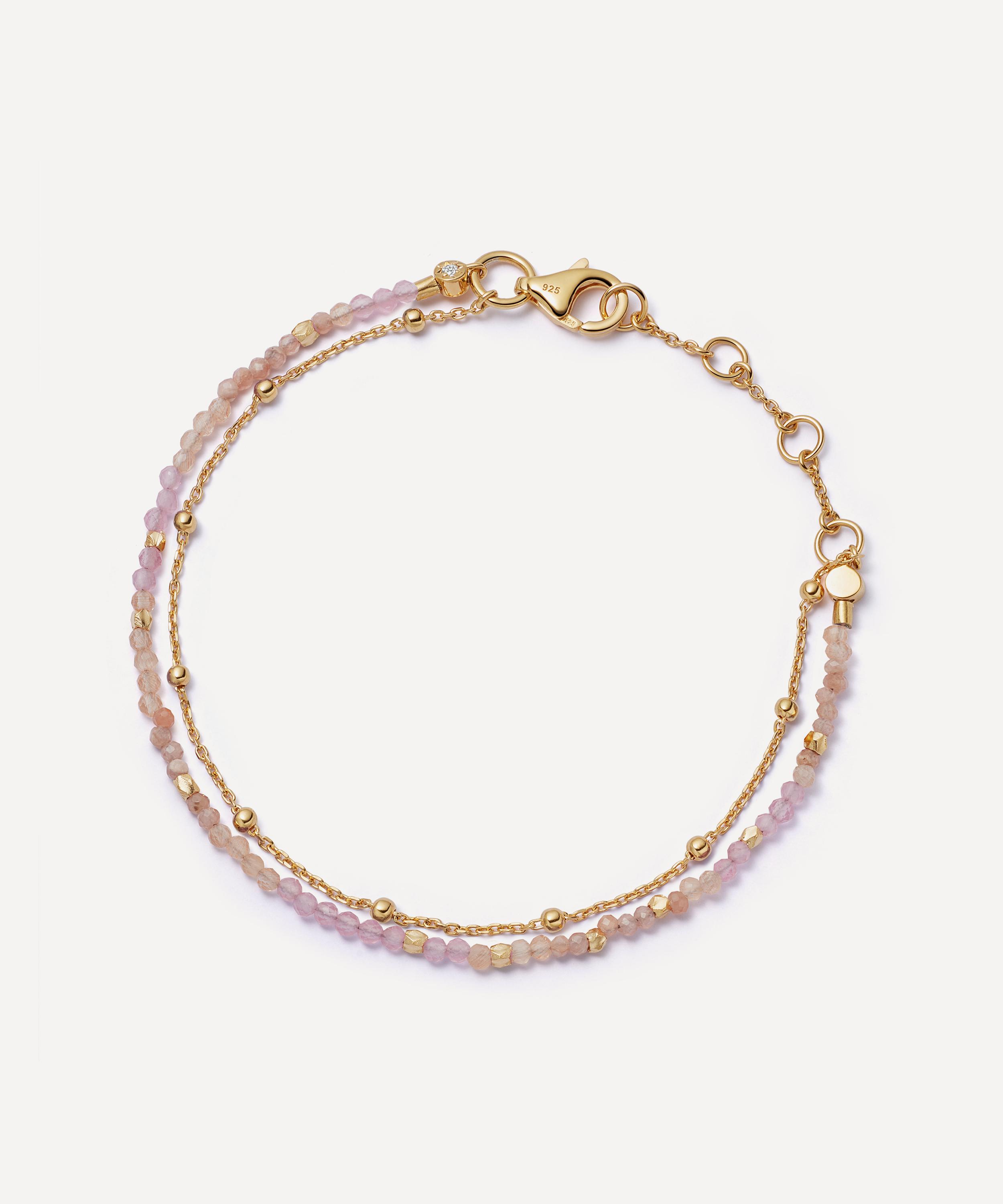 Astley Clarke 18ct Gold-plated Vermeil Silver Fine Biography Pink Multi Gemstone Bracelet In Gold