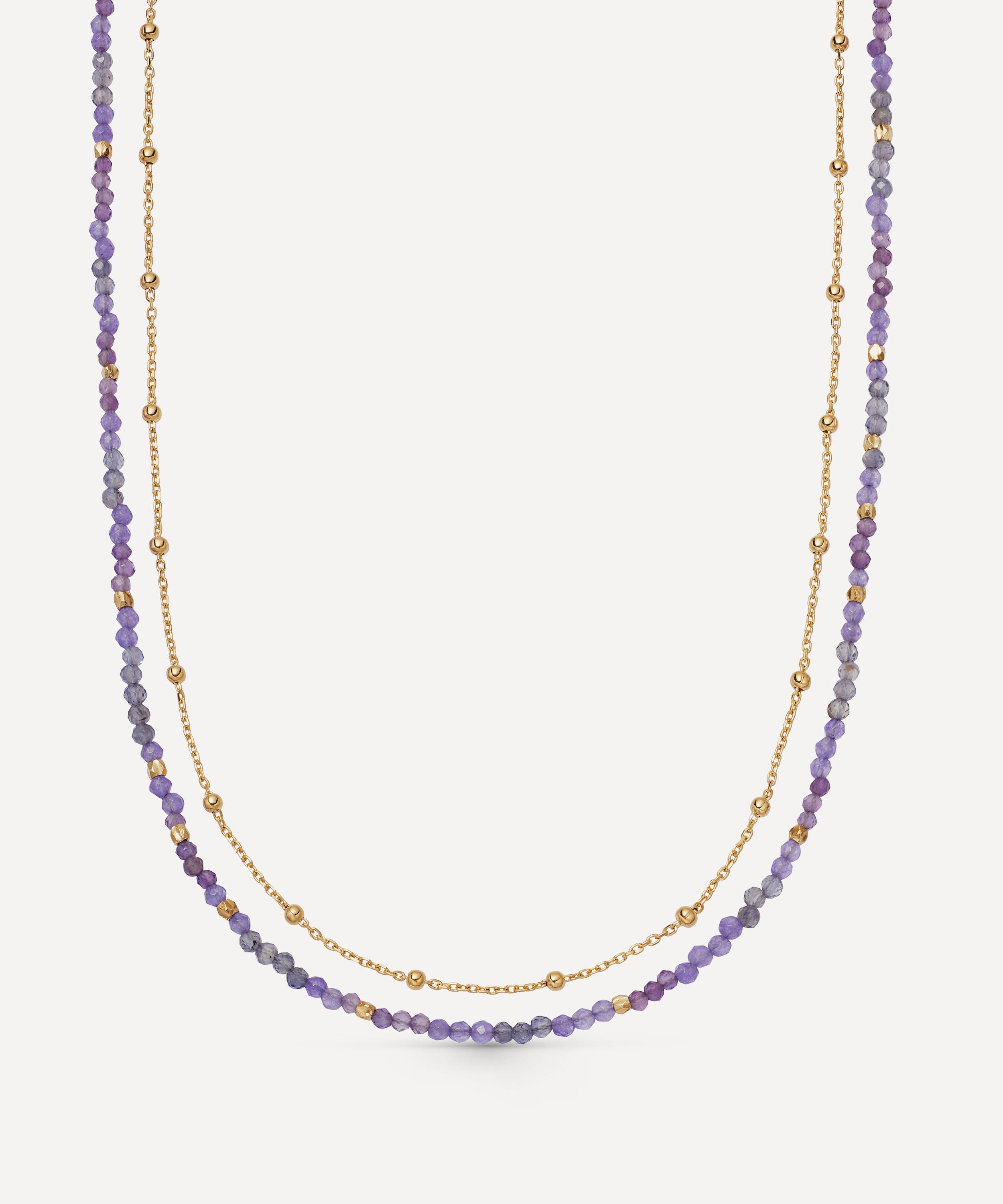 Astley Clarke 18ct Gold-plated Vermeil Silver Biography Purple Multi Gemstone Necklace In Gold