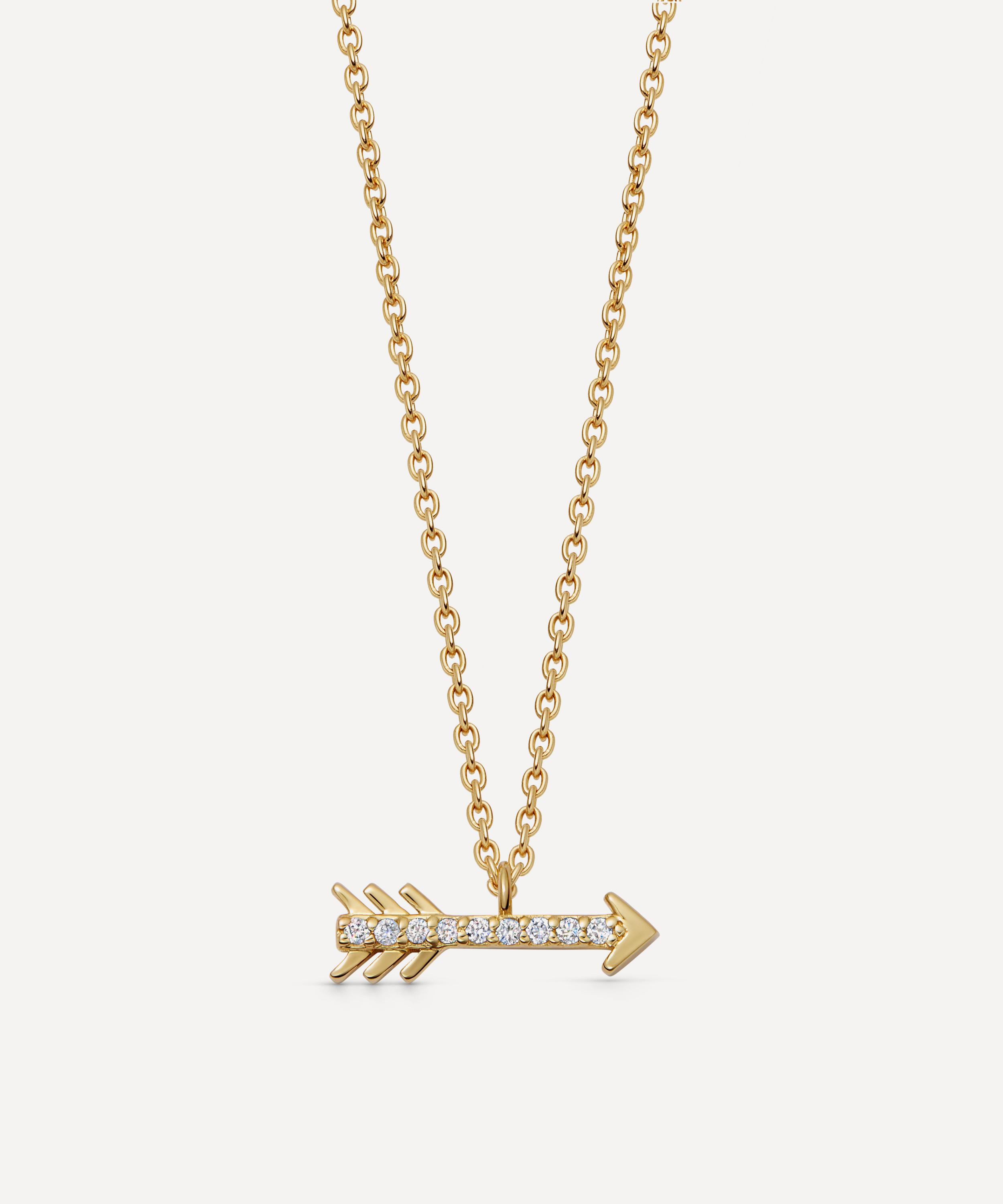 Astley Clarke 14ct Gold Arrow Diamond Pendant Necklace