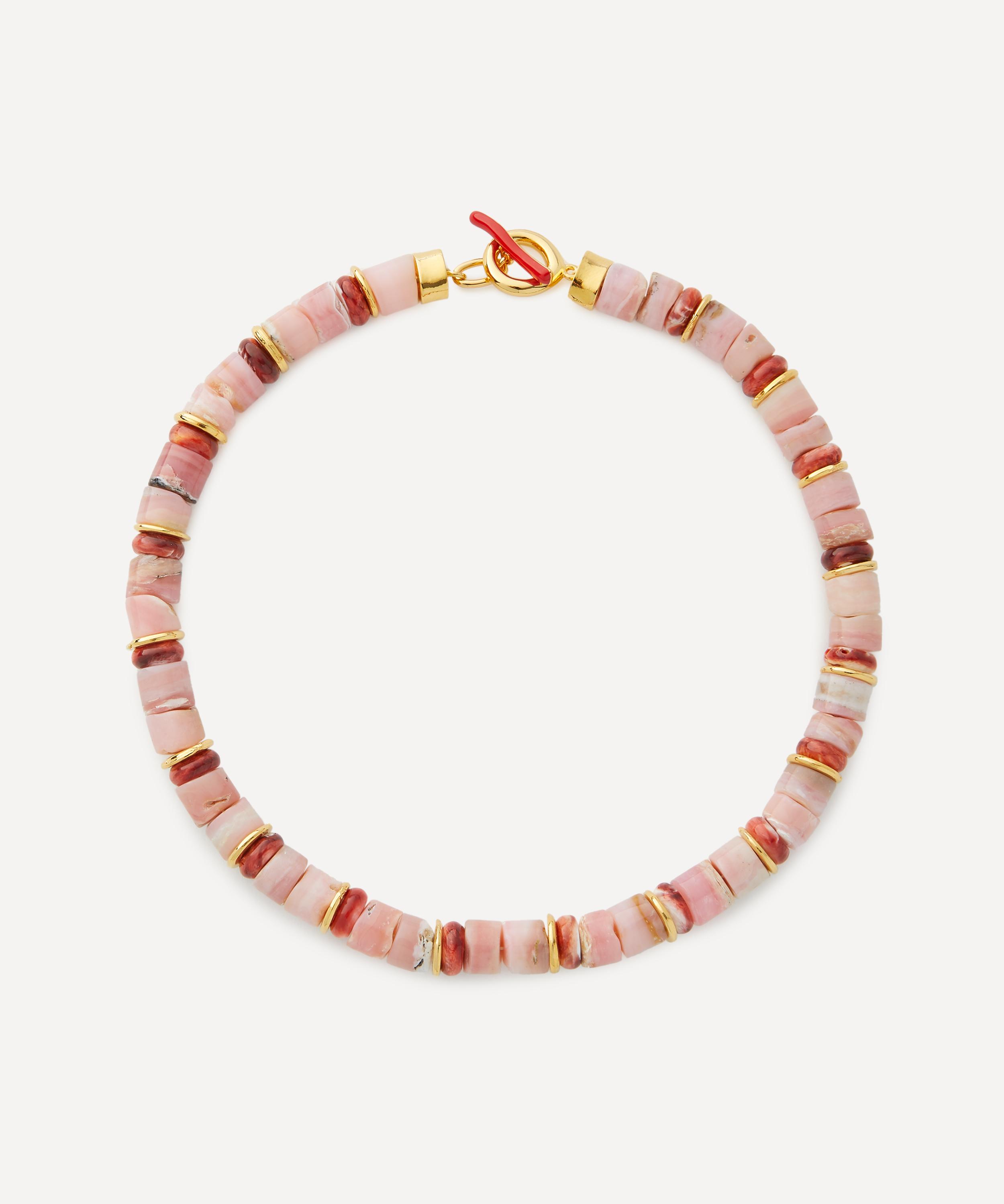 LIZZIE FORTUNATO LIZZIE FORTUNATO GOLD-PLATED ROSADO COLLAR BEAD NECKLACE 