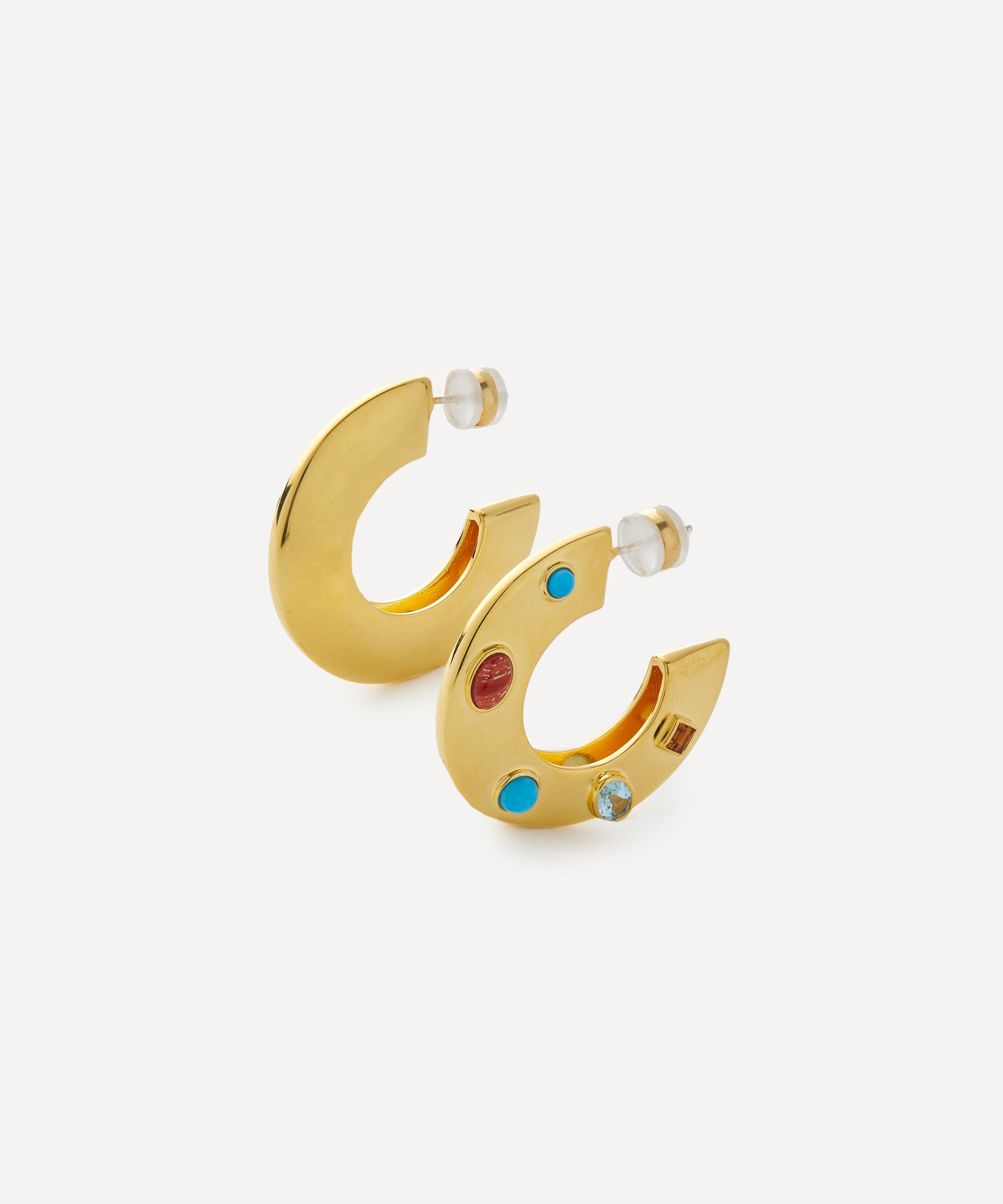 Shop Lizzie Fortunato Gold-plated Saucer Hoop Earrings