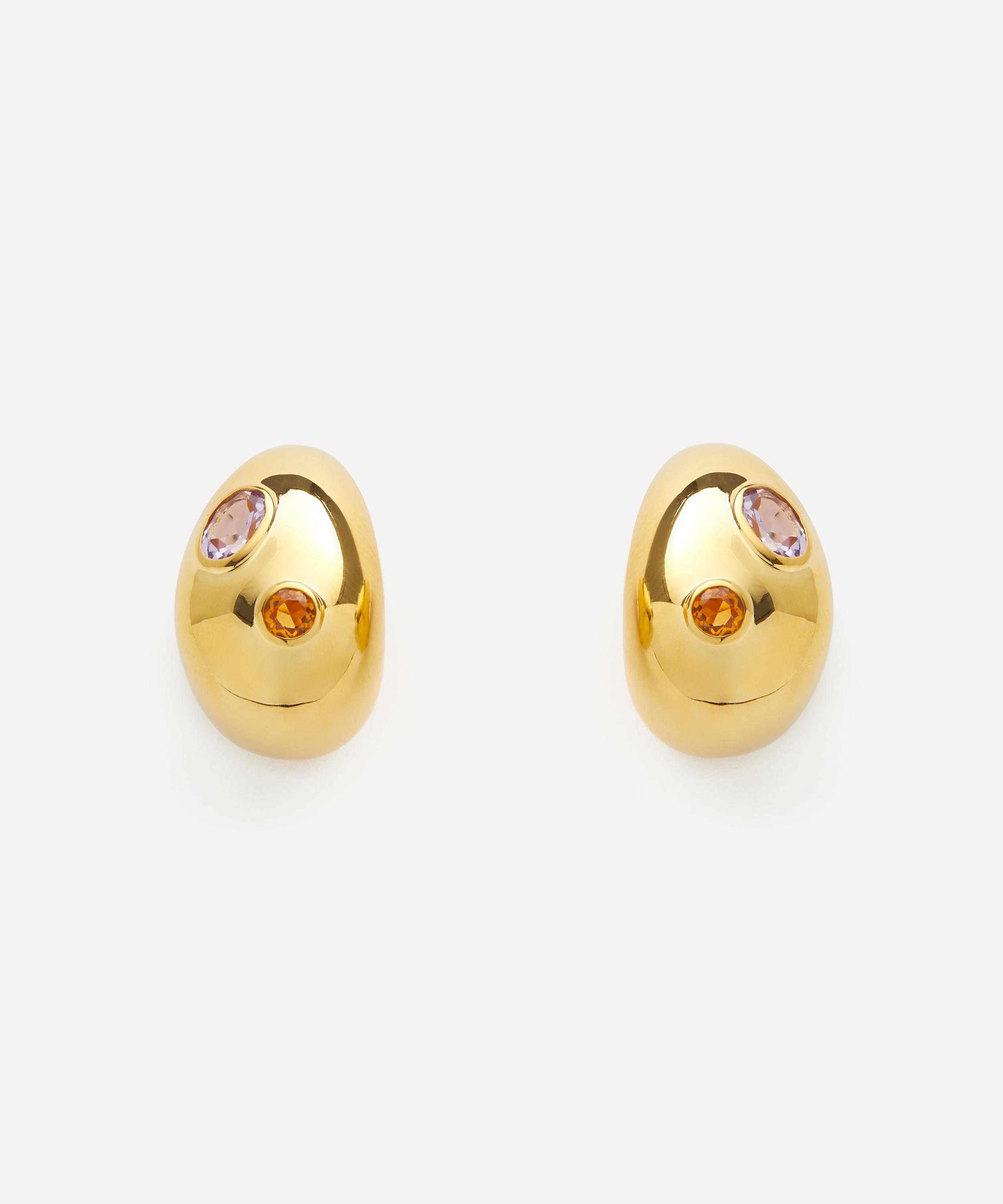 Shop Lizzie Fortunato Gold-plated Mini Arp Studded Gold Stud Earrings