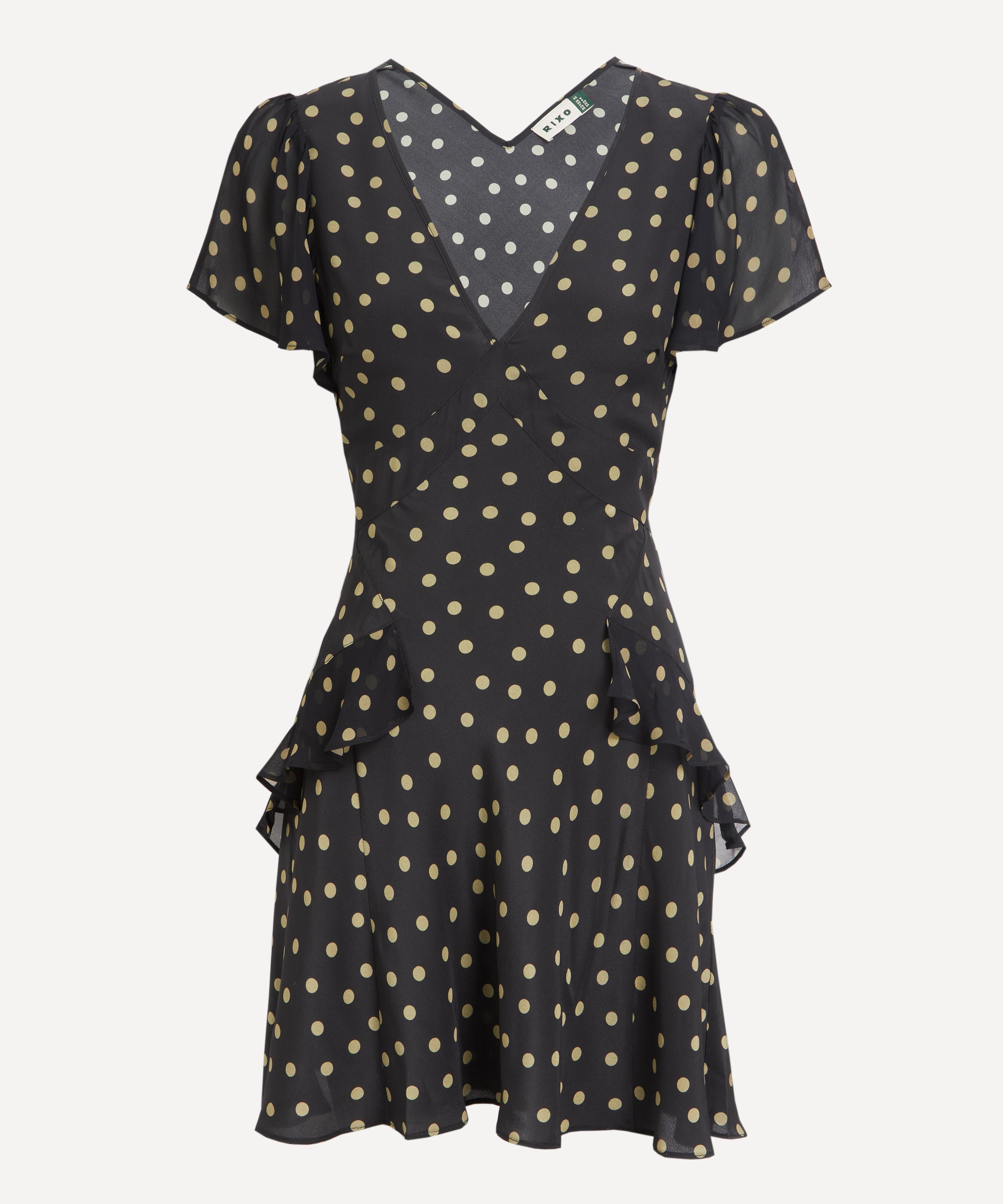 Shop Rixo London Rixo Women's Sutton Silk Crepe De Chine Bohemia Olive Spot Mini Dress