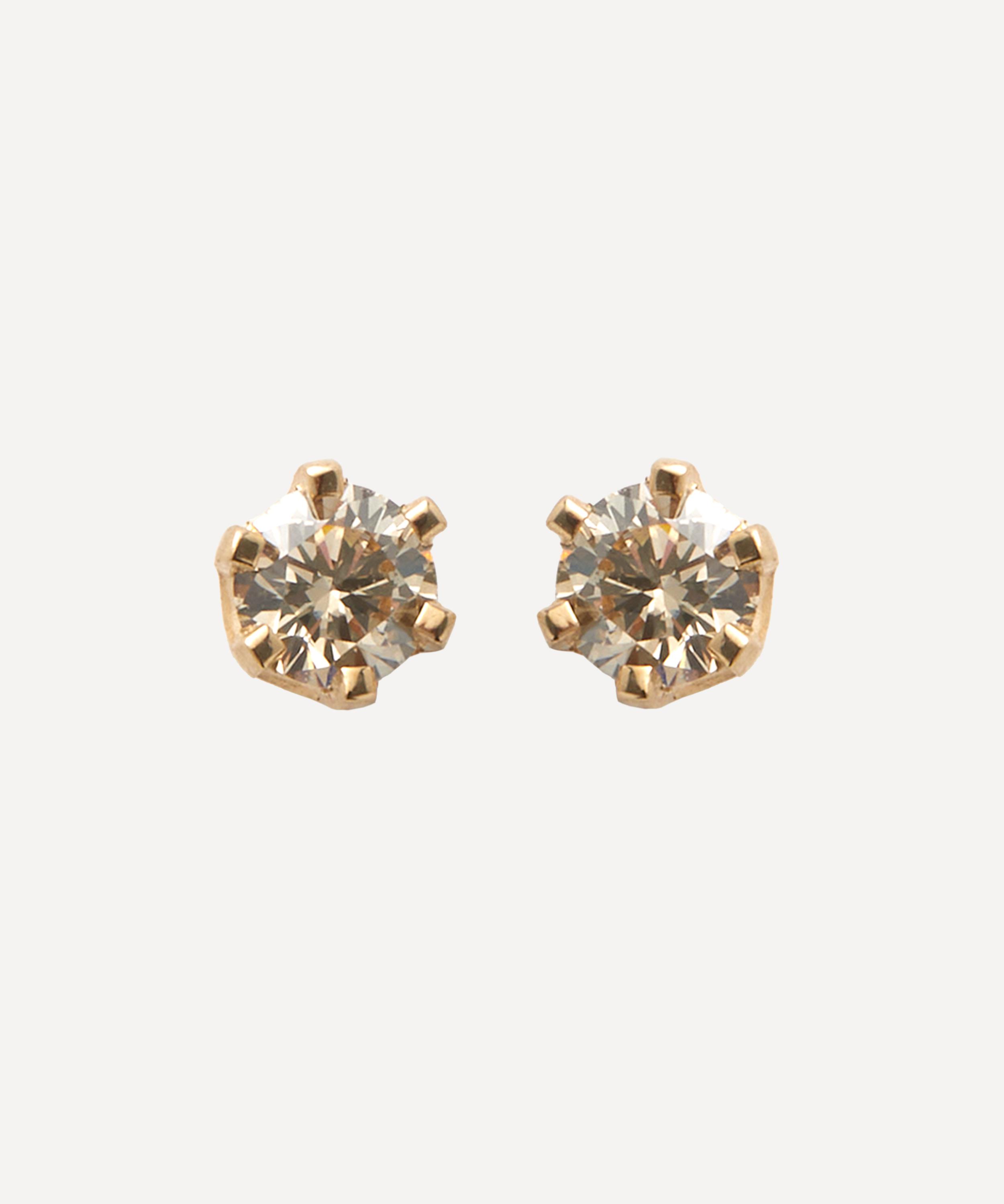 SATOMI KAWAKITA SATOMI KAWAKITA 14CT GOLD 3.5MM BROWN DIAMOND STUD EARRINGS 