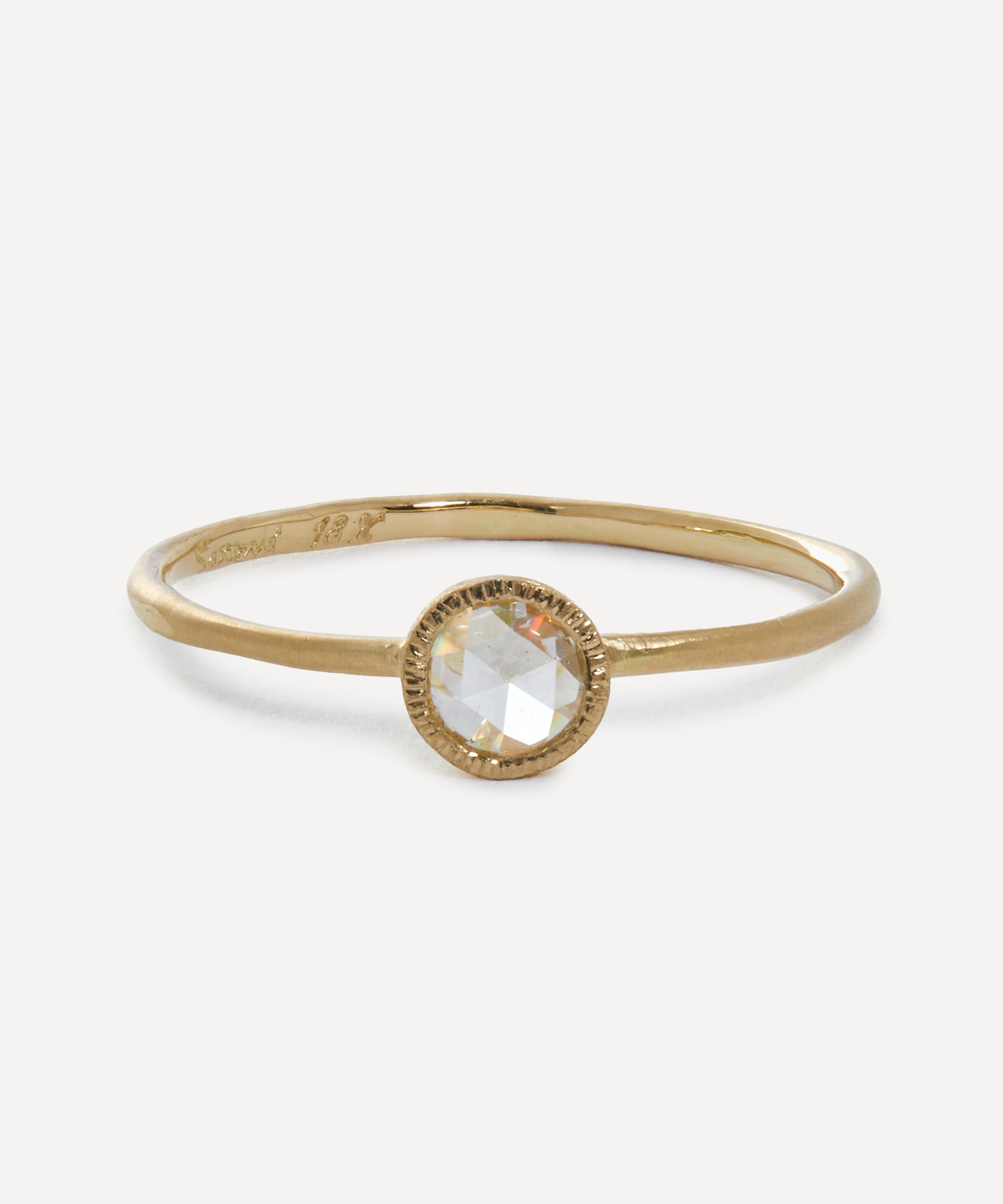 SATOMI KAWAKITA SATOMI KAWAKITA 18CT GOLD 5MM ROSE-CUT SOLITAIRE DIAMOND RING 